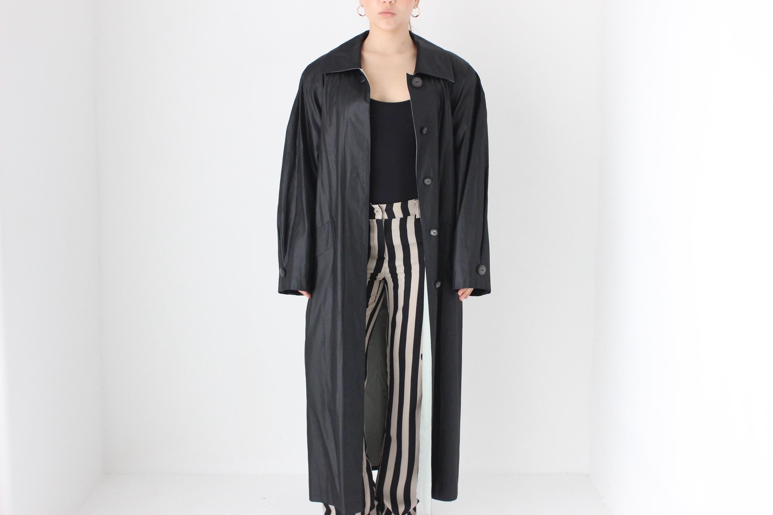 80s Bill Blass Vinyl Coated Cotton Trench Coat