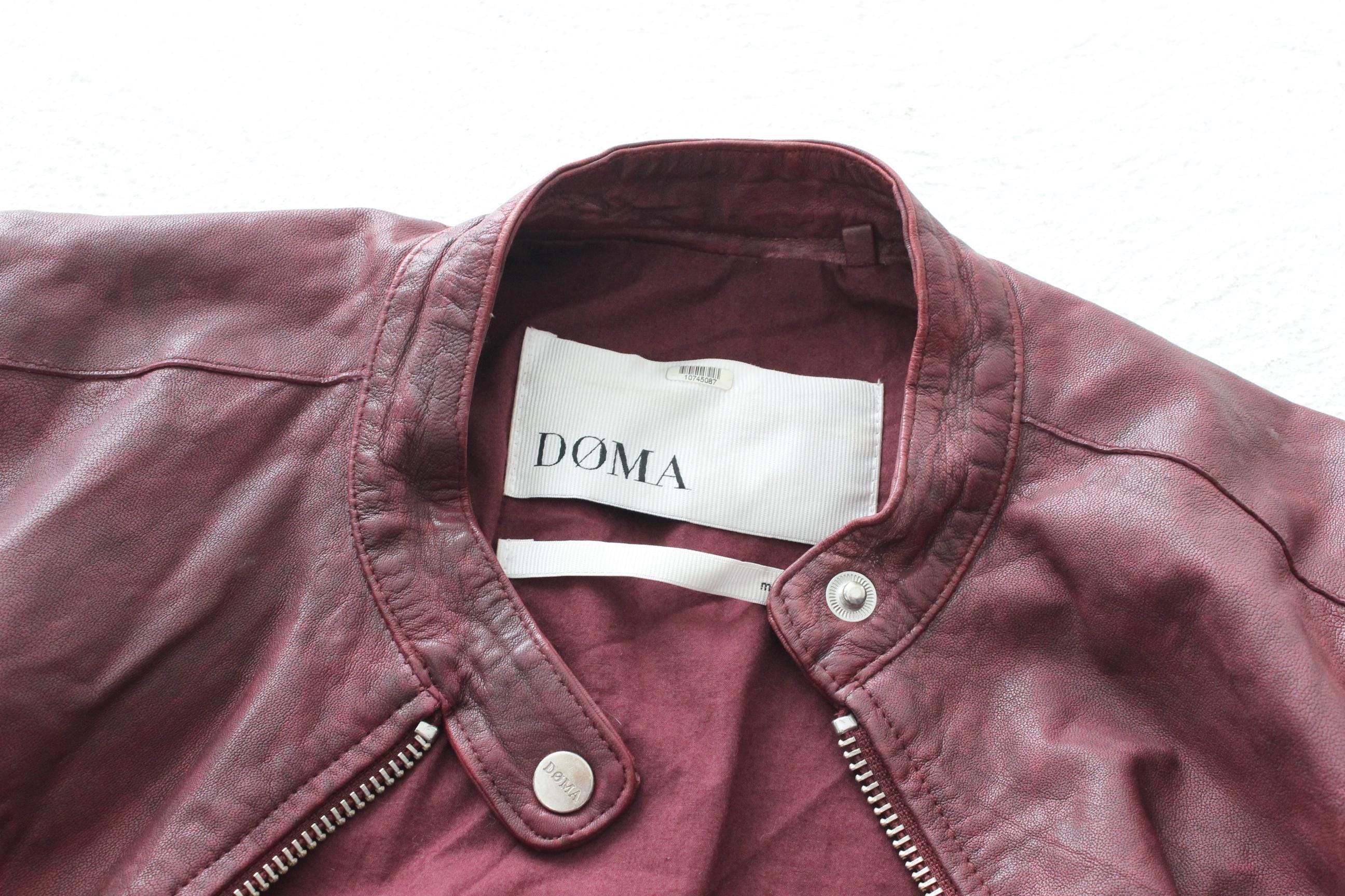 2000s Lambskin Leather Designer DOMA 'Distressed' Leather Moto Jacket