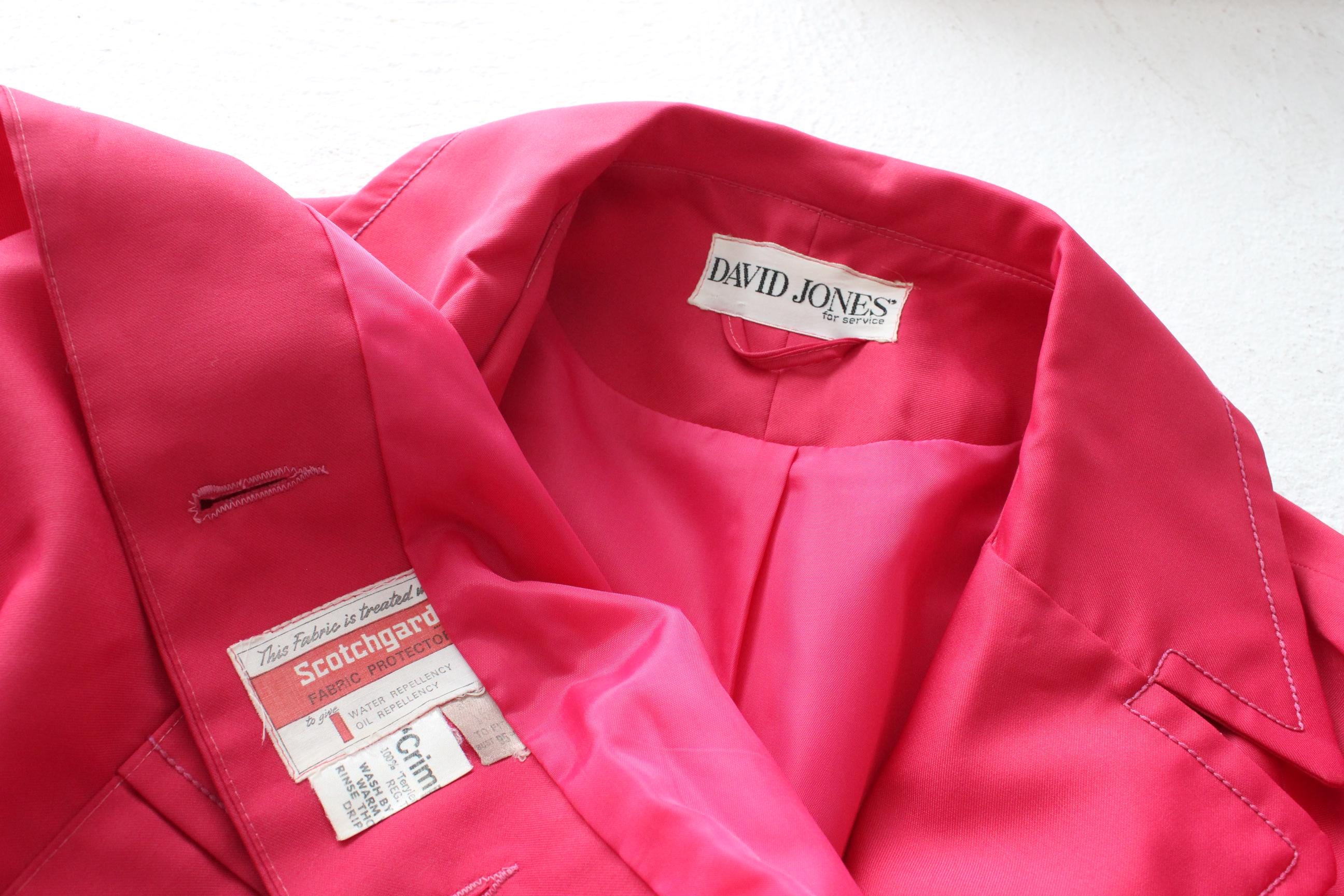 80s Raspberry David Jones Button Front Trench Coat