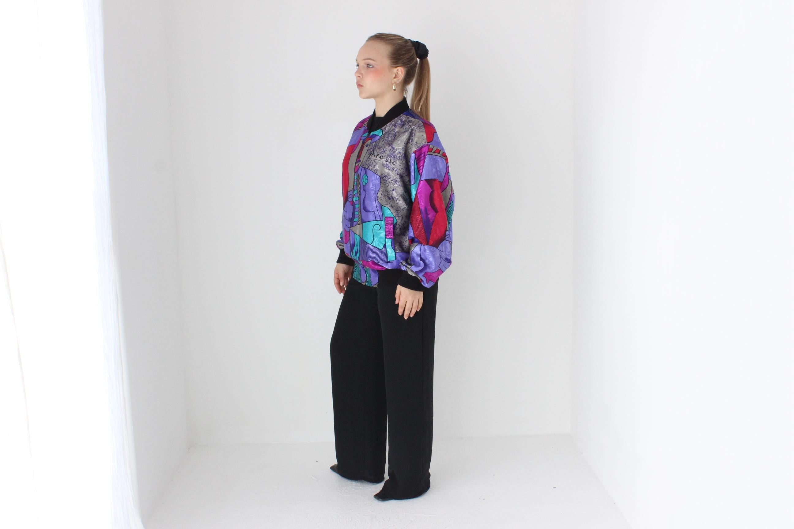 80s PICASSO Wearable Art REVERSIBLE Bomber Jacket - Unisex