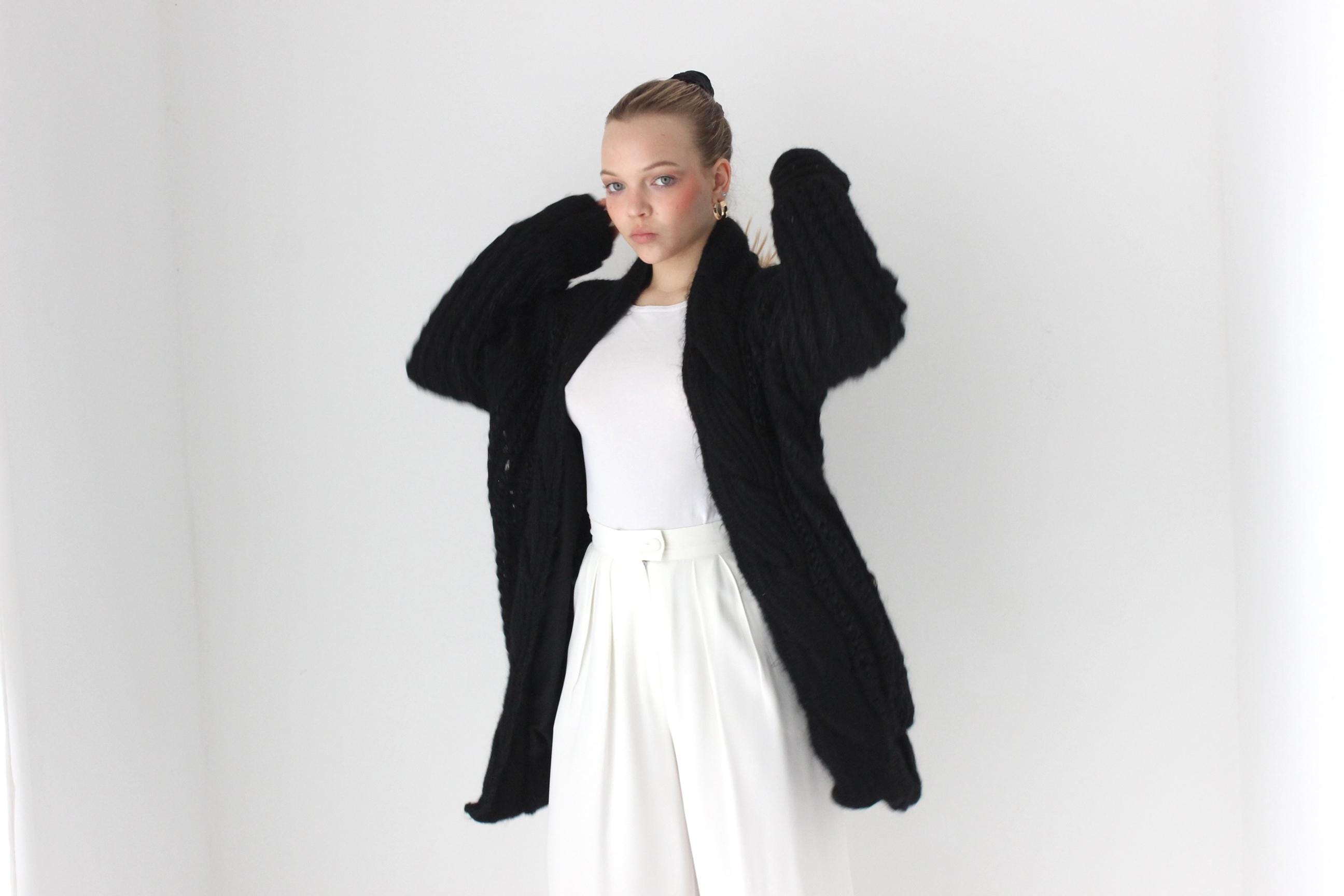 80s Wool Blend Slouchy Cocoon Cardigan