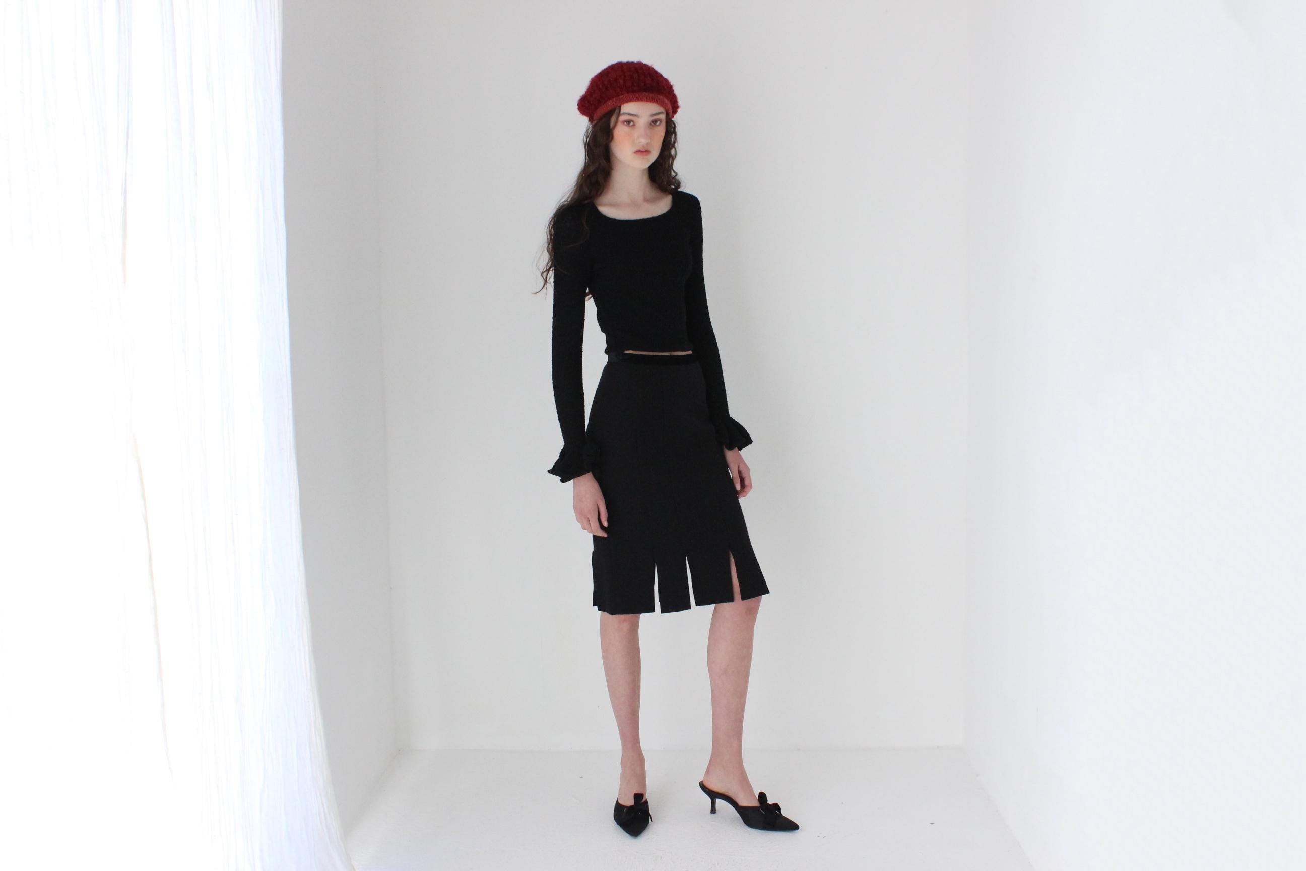 FRENCH COLLECTION 90s Yves Saint Laurent Rive Gauche Boucle Wool Skirt w/ Splits