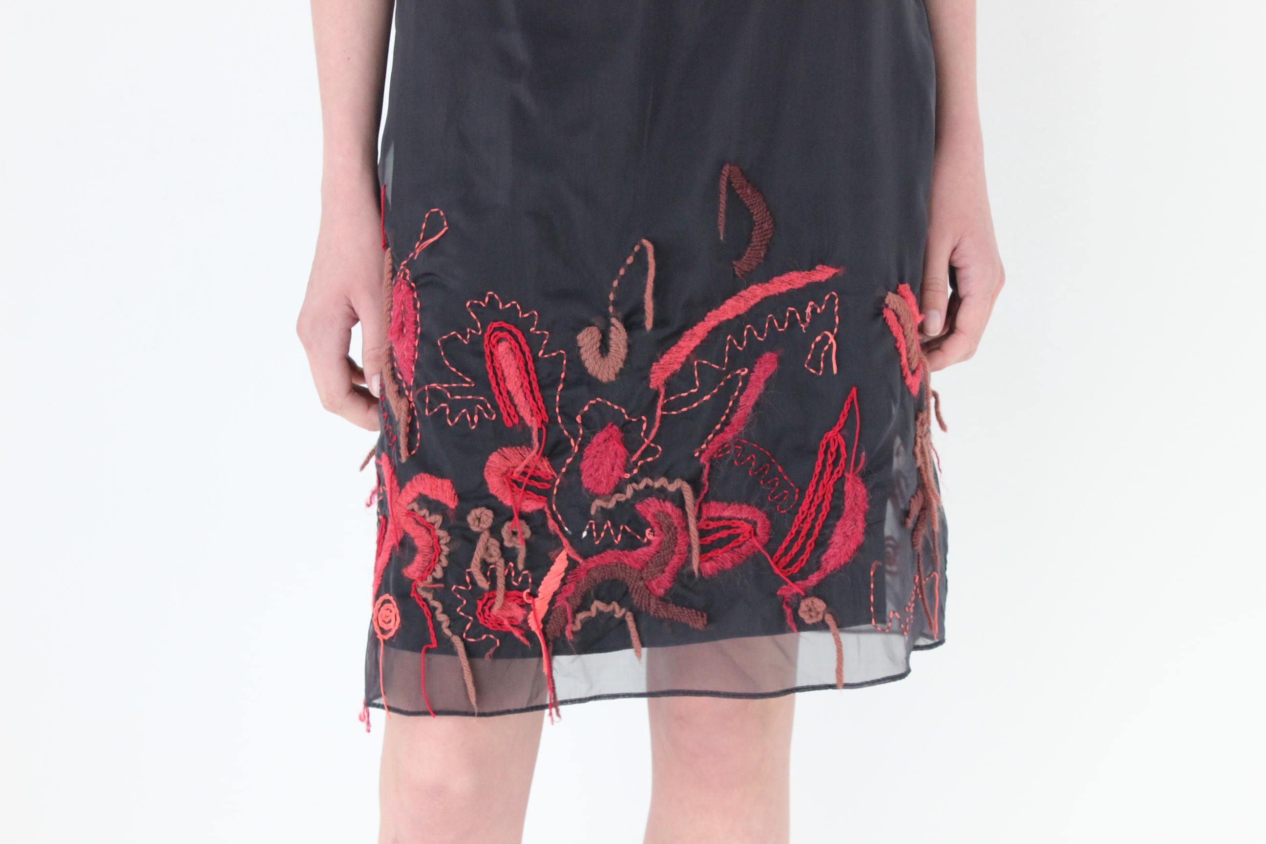 FRENCH COLLECTION Y2K Organza Skirt w/ Abstract 3D Knit
