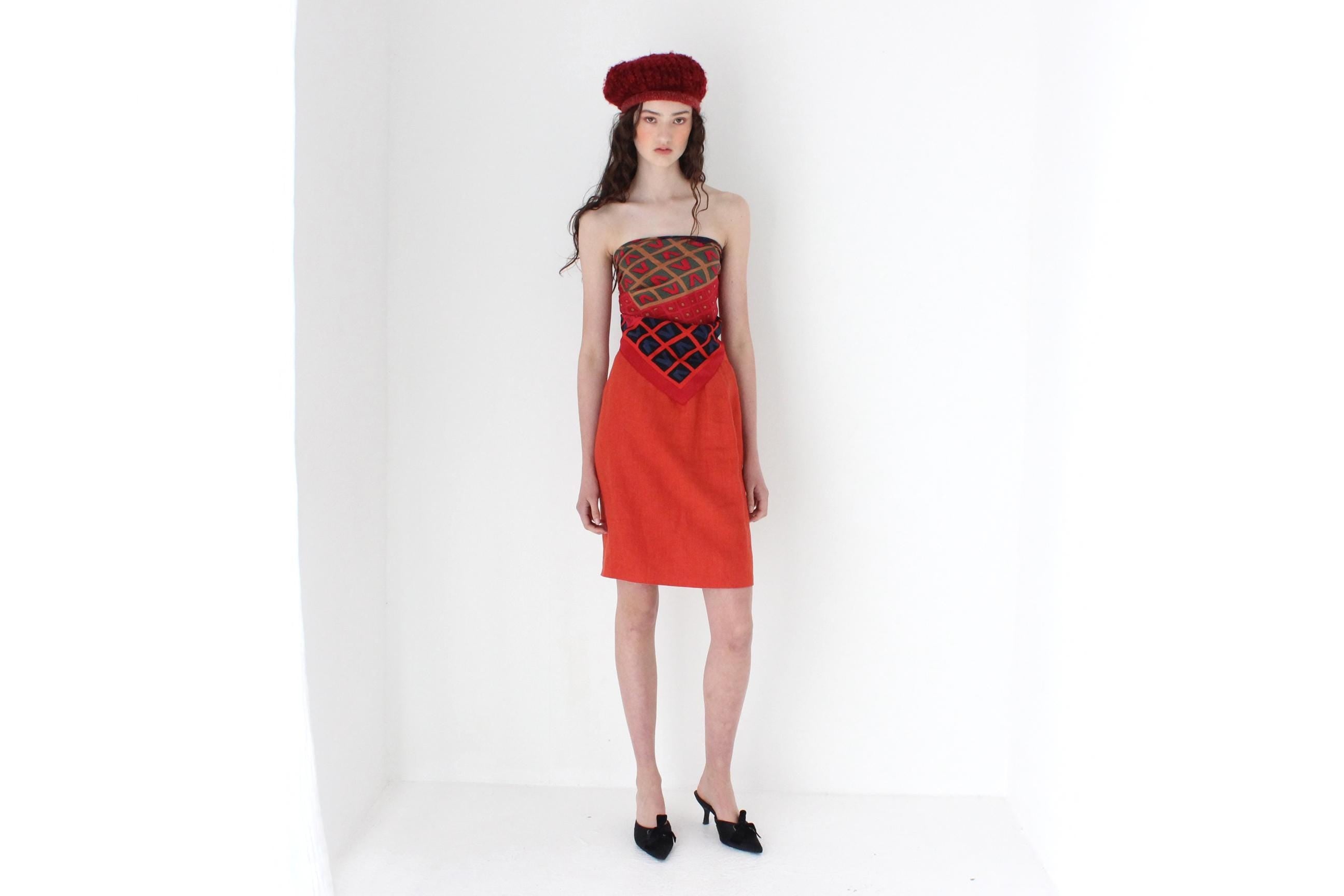 FRENCH COLLECTION 80s Abstract Silk Scarf