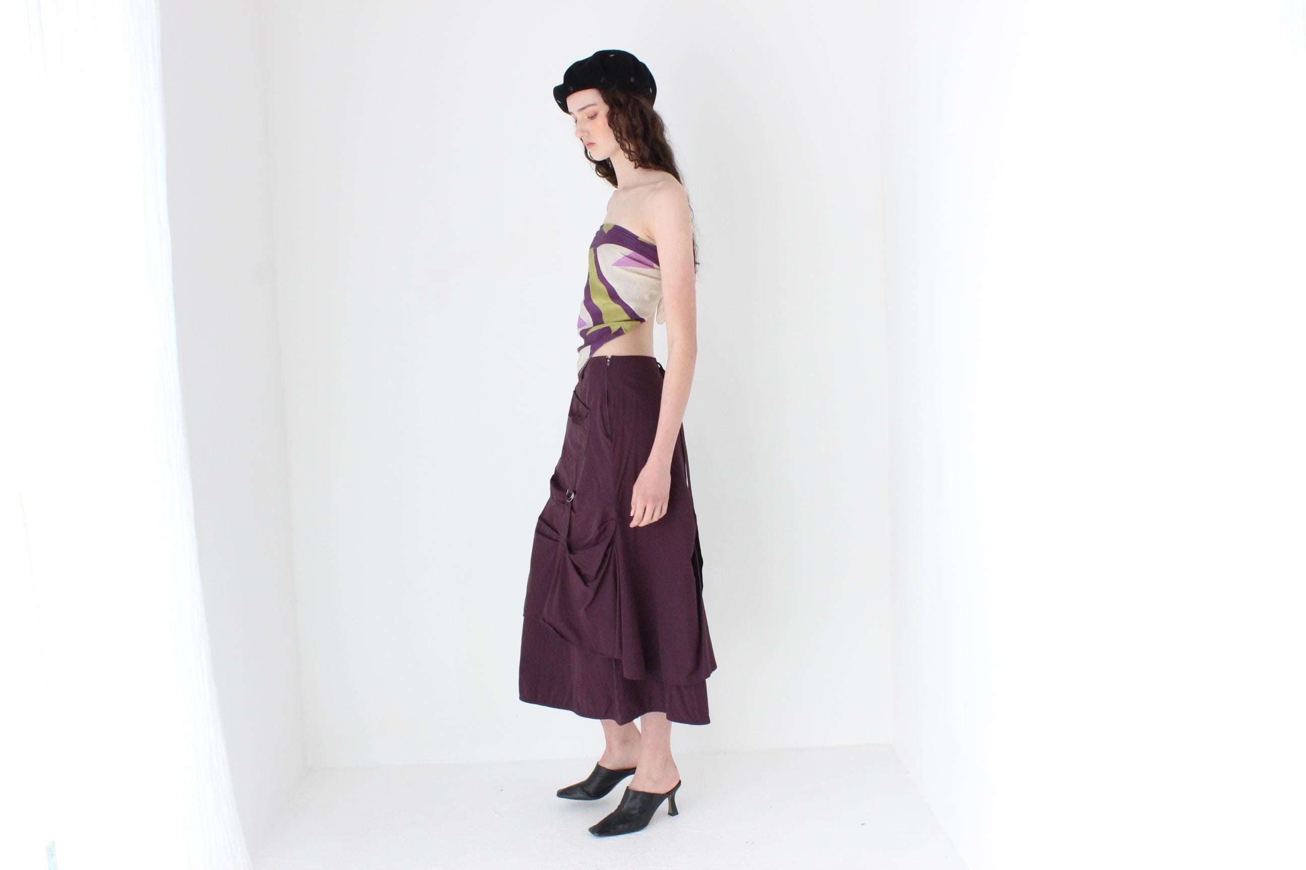 FRENCH COLLECTION Y2K Purple Techno Cargo Skirt