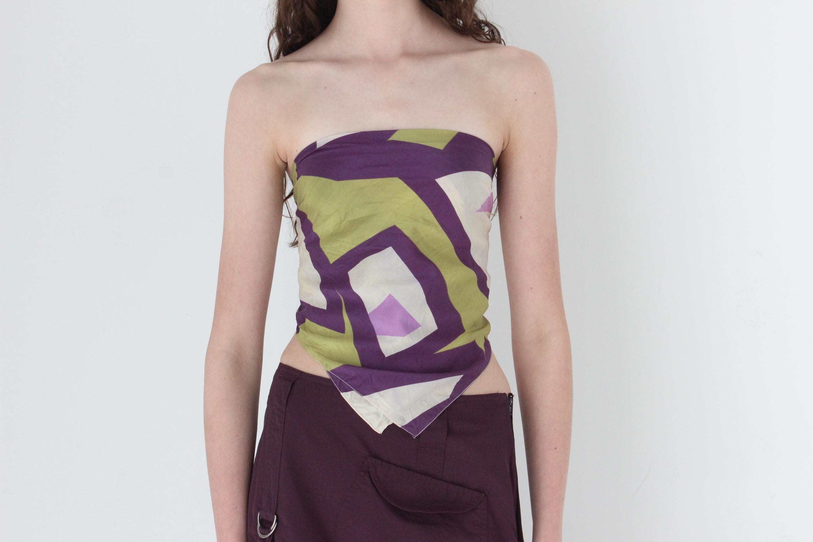 FRENCH COLLECTION 80s Modernist Silk Scarf