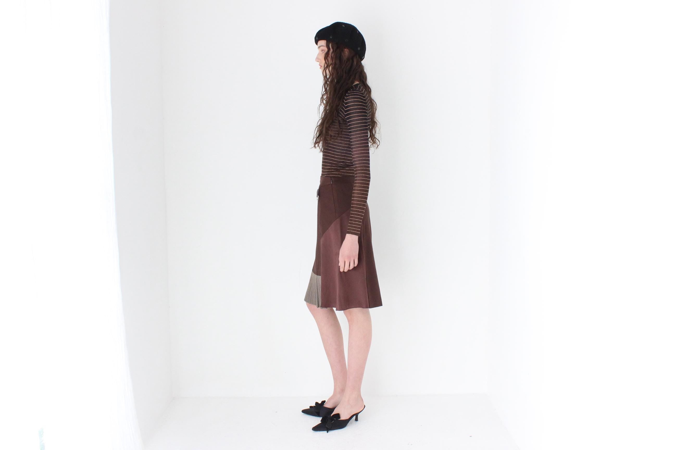 FRENCH COLLECTION 90s Christian Lacroix Chocolate 'Mixed Media' Kilt Skirt