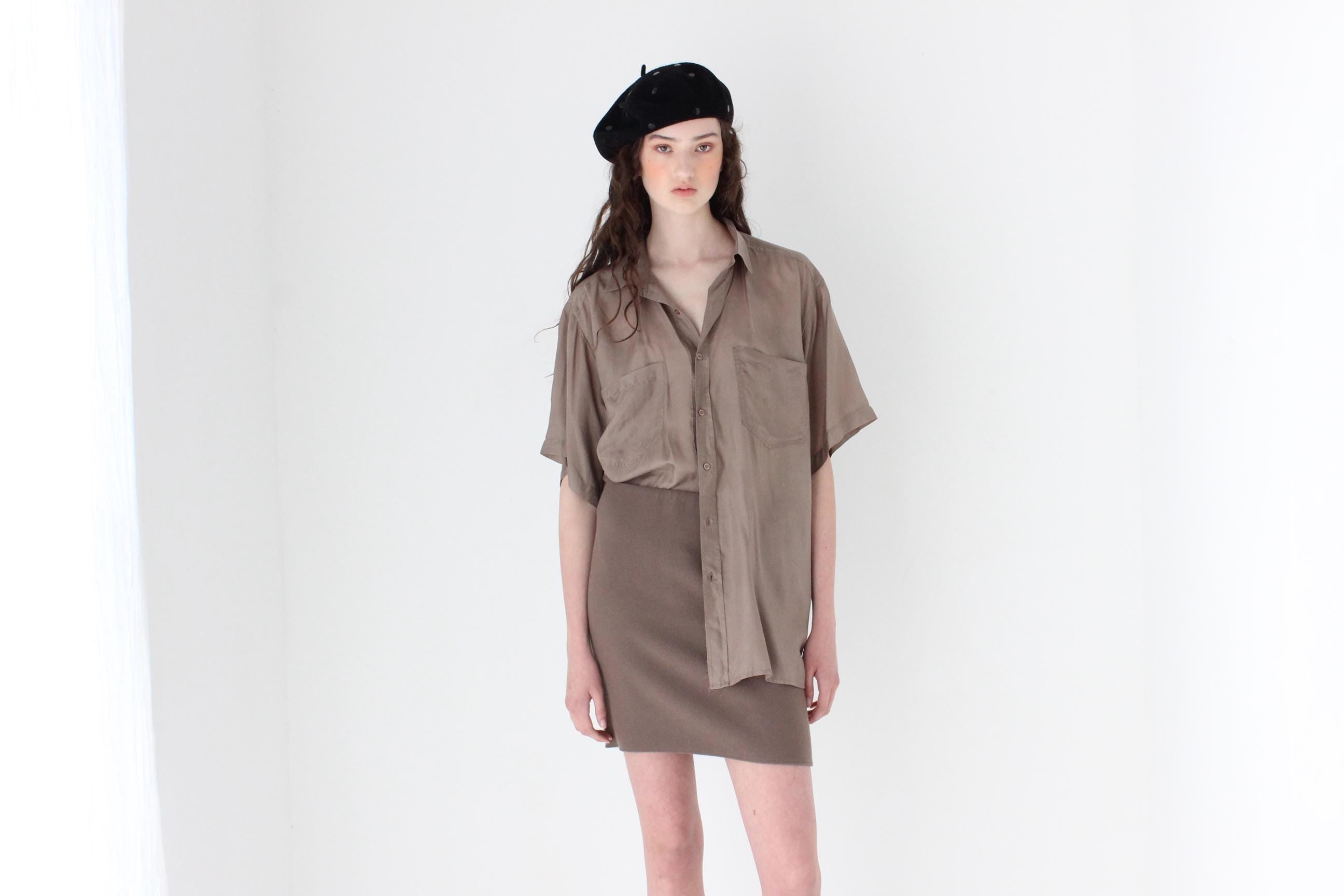 FRENCH COLLECTION 80s Mauve Featherweight Silk Shirt