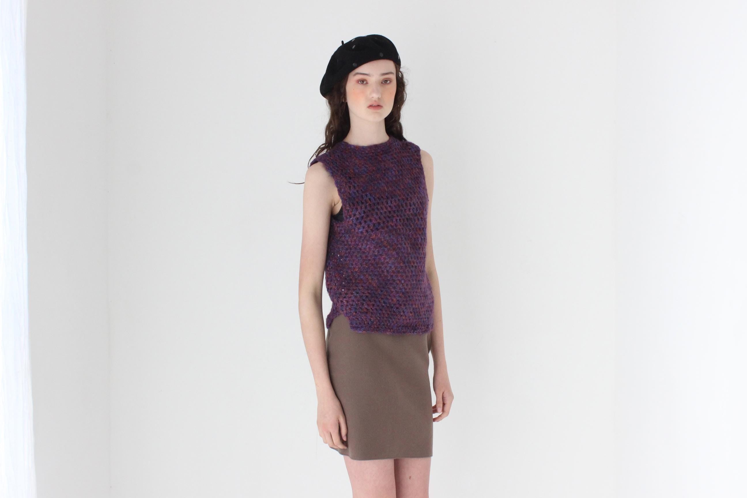 FRENCH COLLECTION 80s Hand Knit Crochet Vest Top