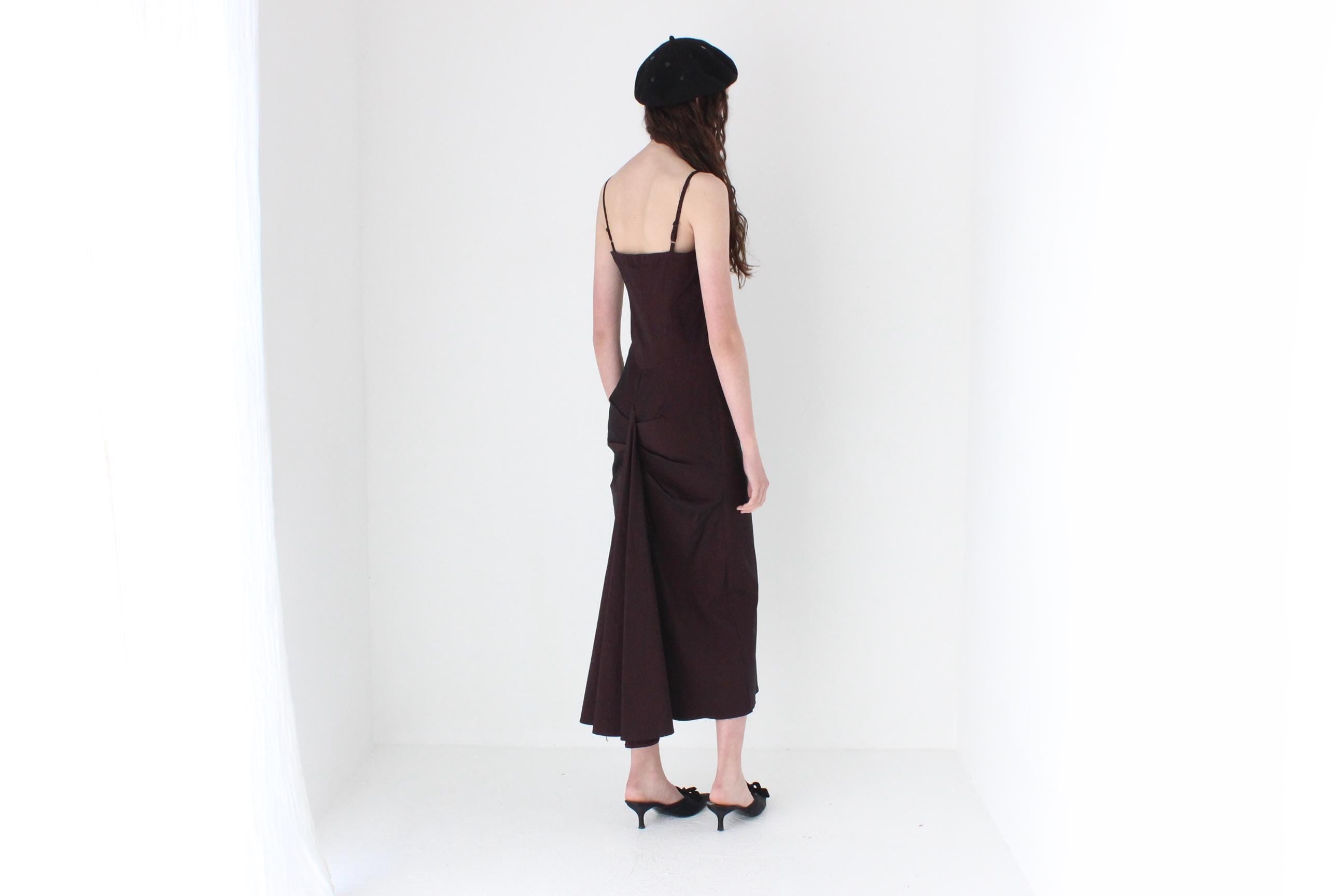 FRENCH COLLECTION 90s Futuristic Gown w/ Pleated Bustle