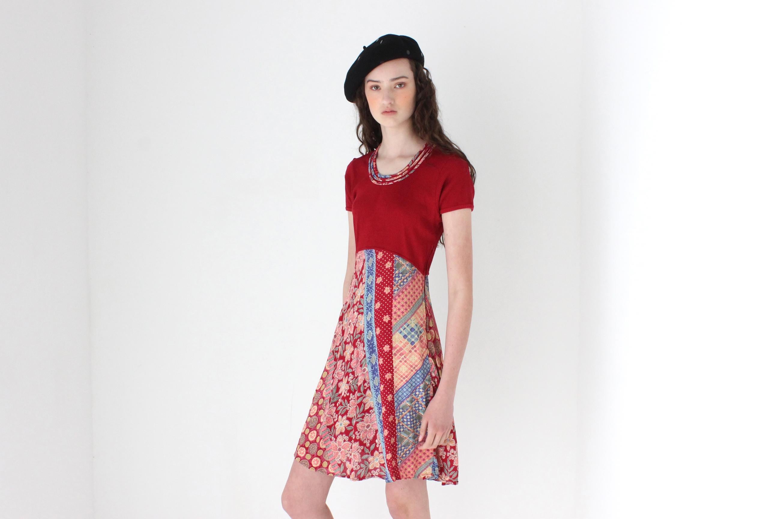 FRENCH COLLECTION 90s Gauze 'Patchwork' Babydoll Dress by Rene Derhy