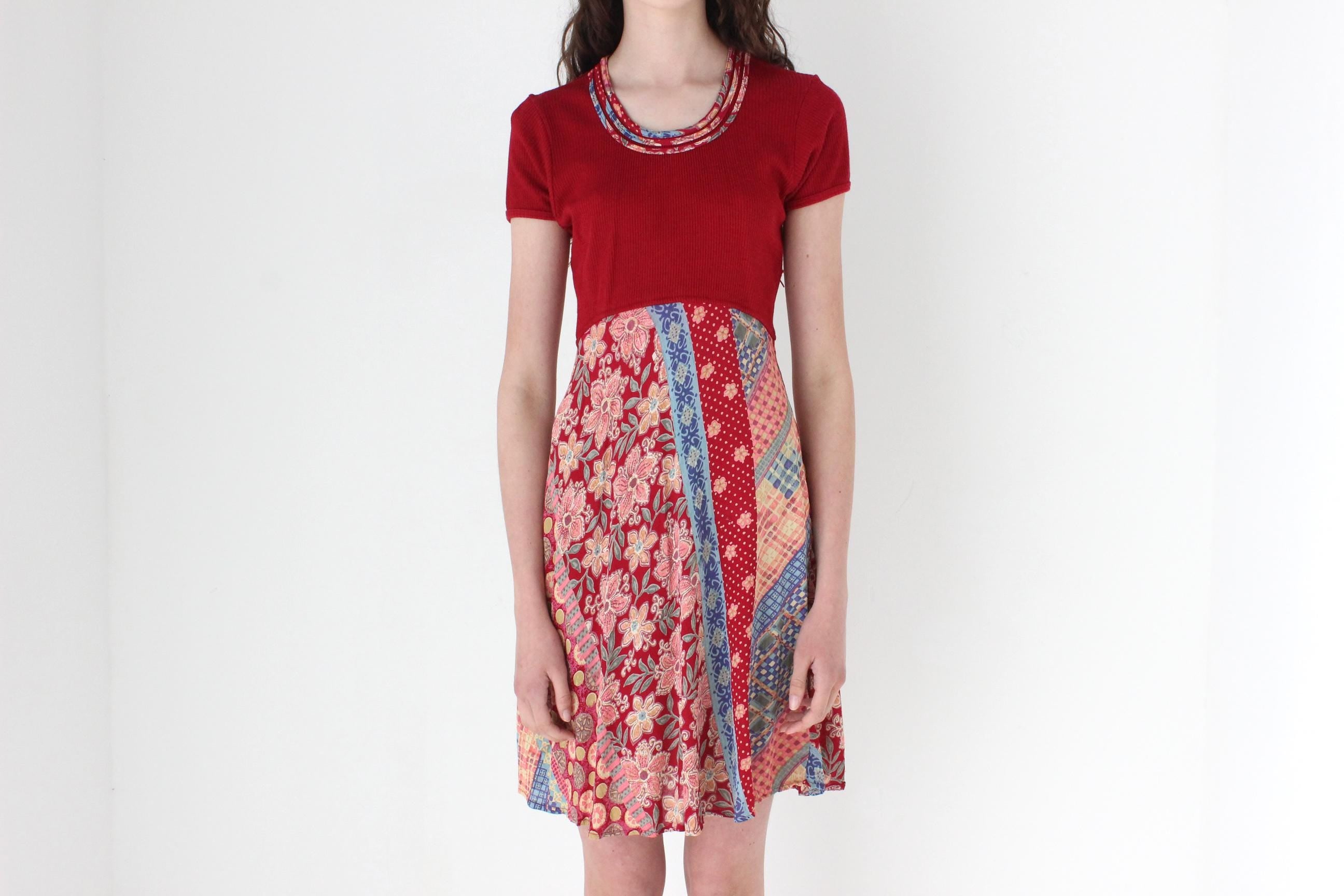 FRENCH COLLECTION 90s Gauze 'Patchwork' Babydoll Dress by Rene Derhy