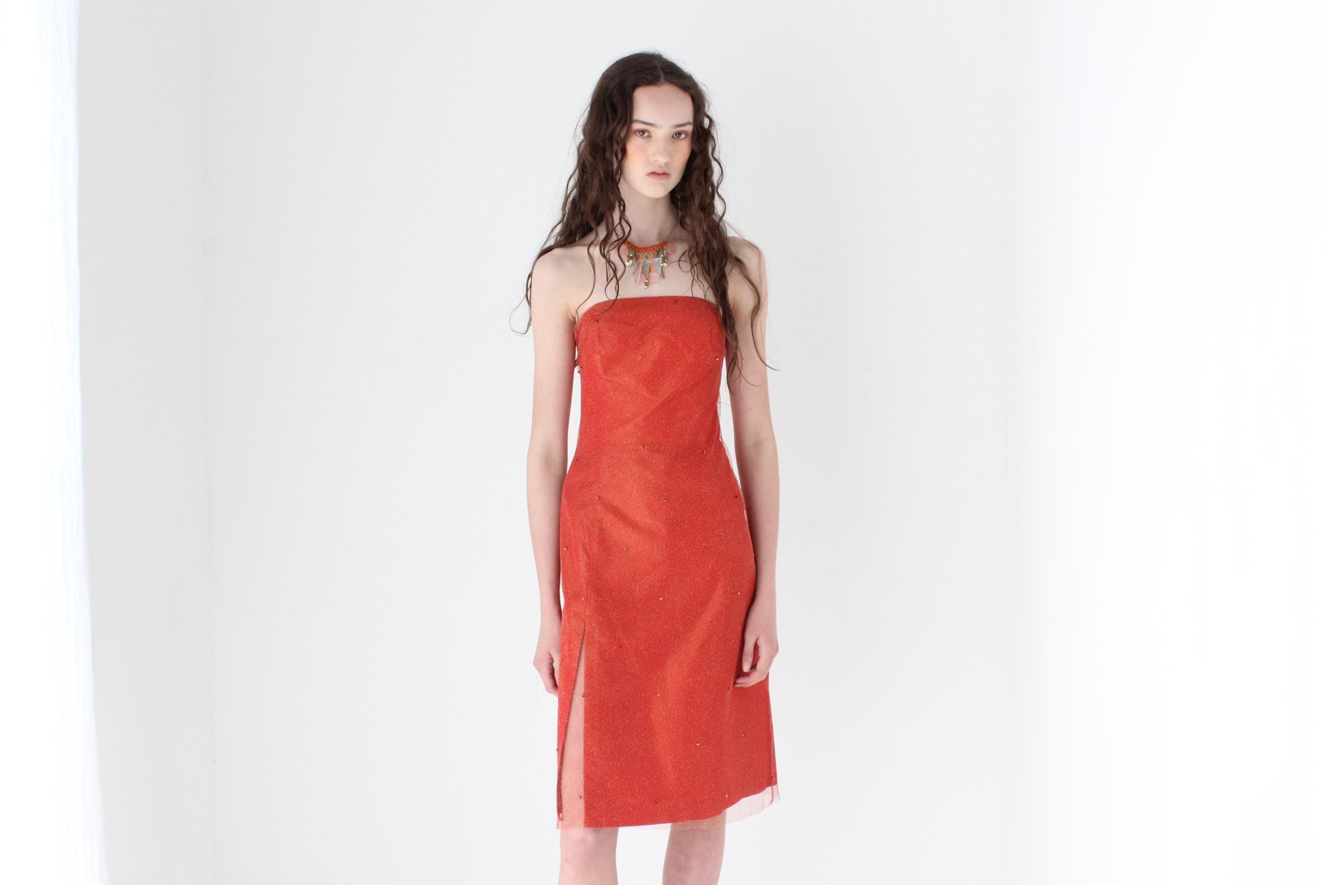 FRENCH COLLECTION 90s Tulle Mesh & Taffeta Strapless Carrie Cocktail Dress