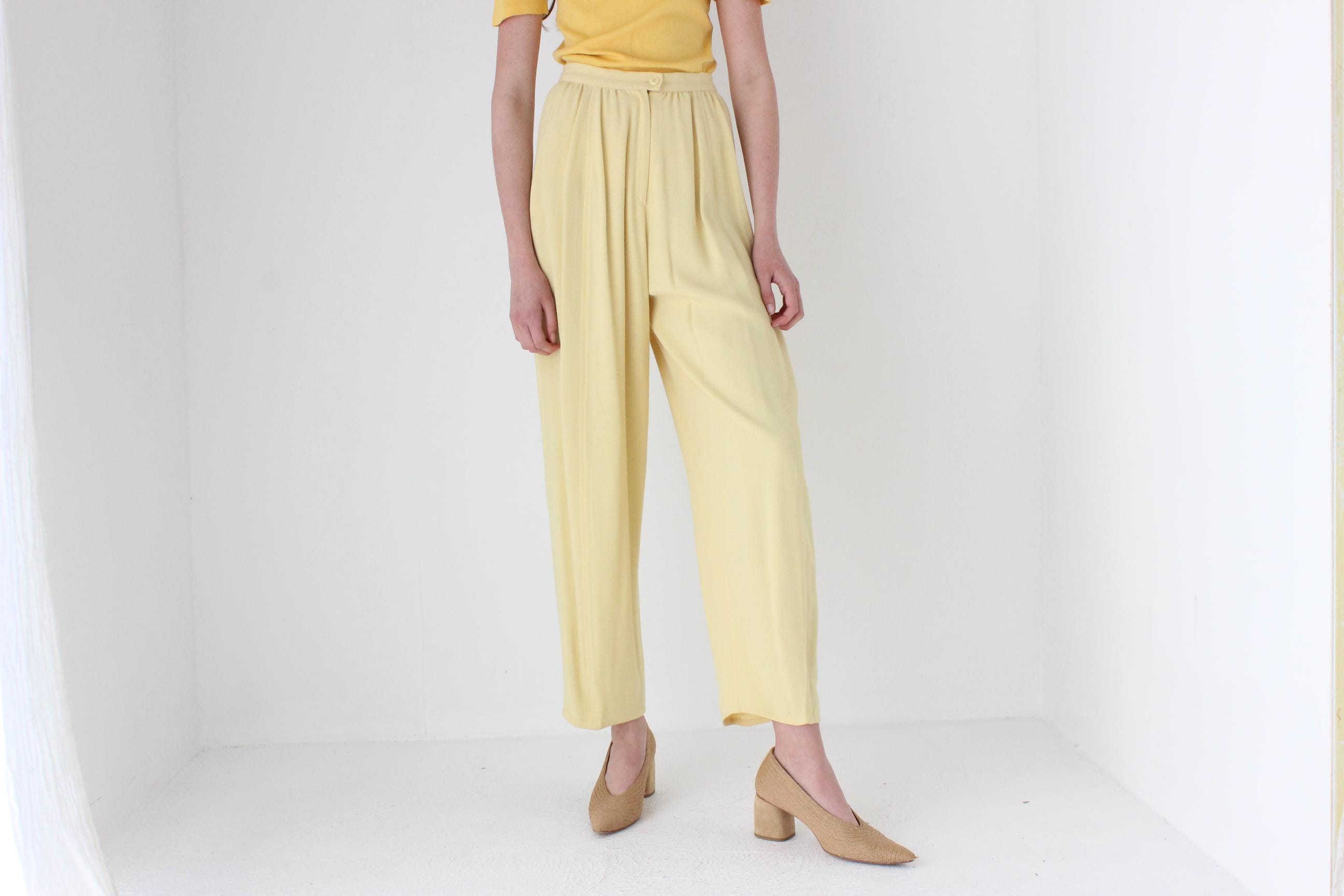 FRENCH COLLECTION 80s Sonia Rykiel Wide Sunshine Crepe Slacks
