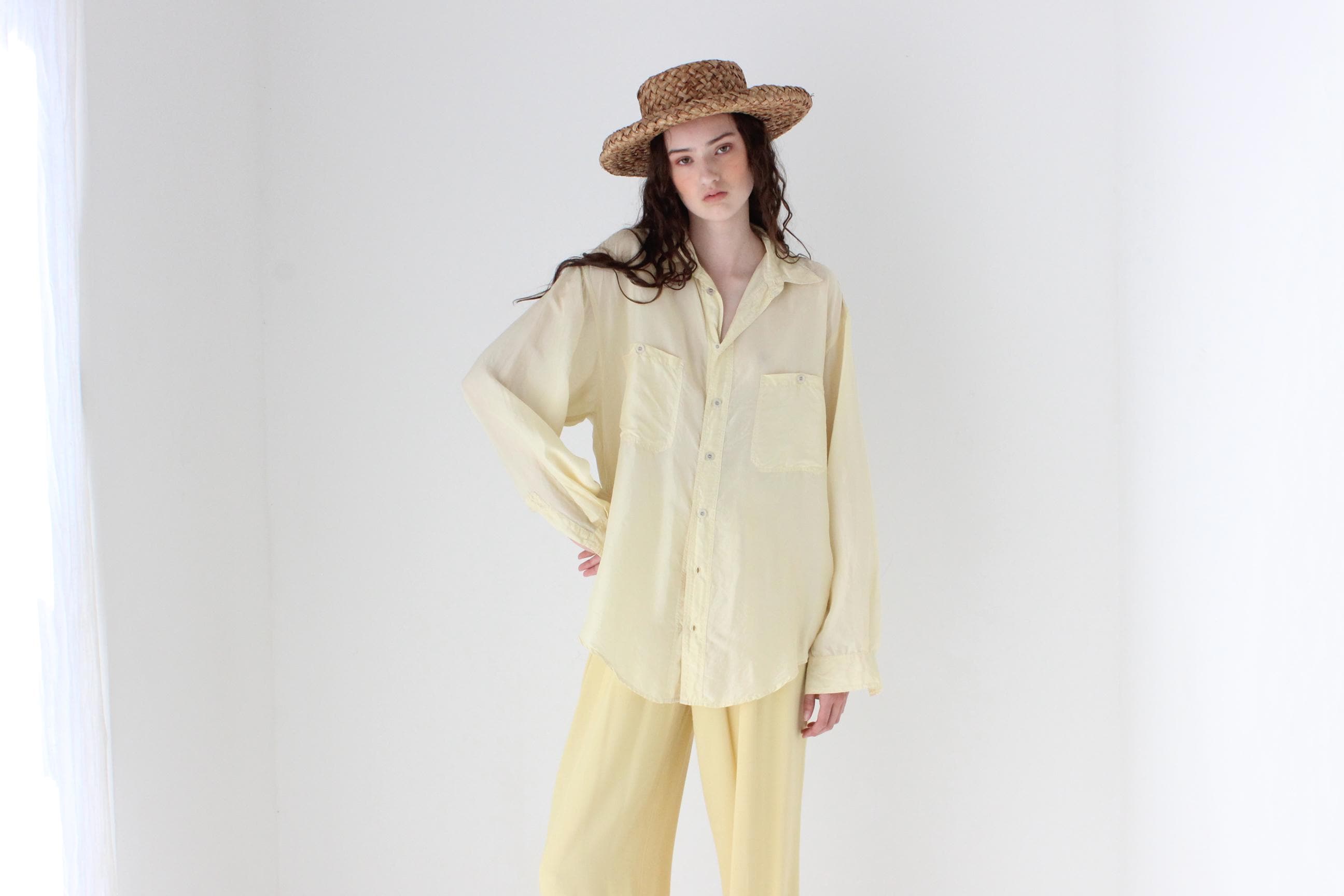 FRENCH COLLECTION 80s Washed Pastel Silk Shirt