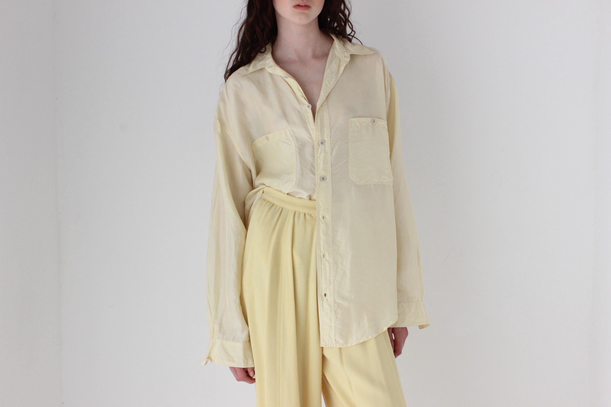 FRENCH COLLECTION 80s Washed Pastel Silk Shirt