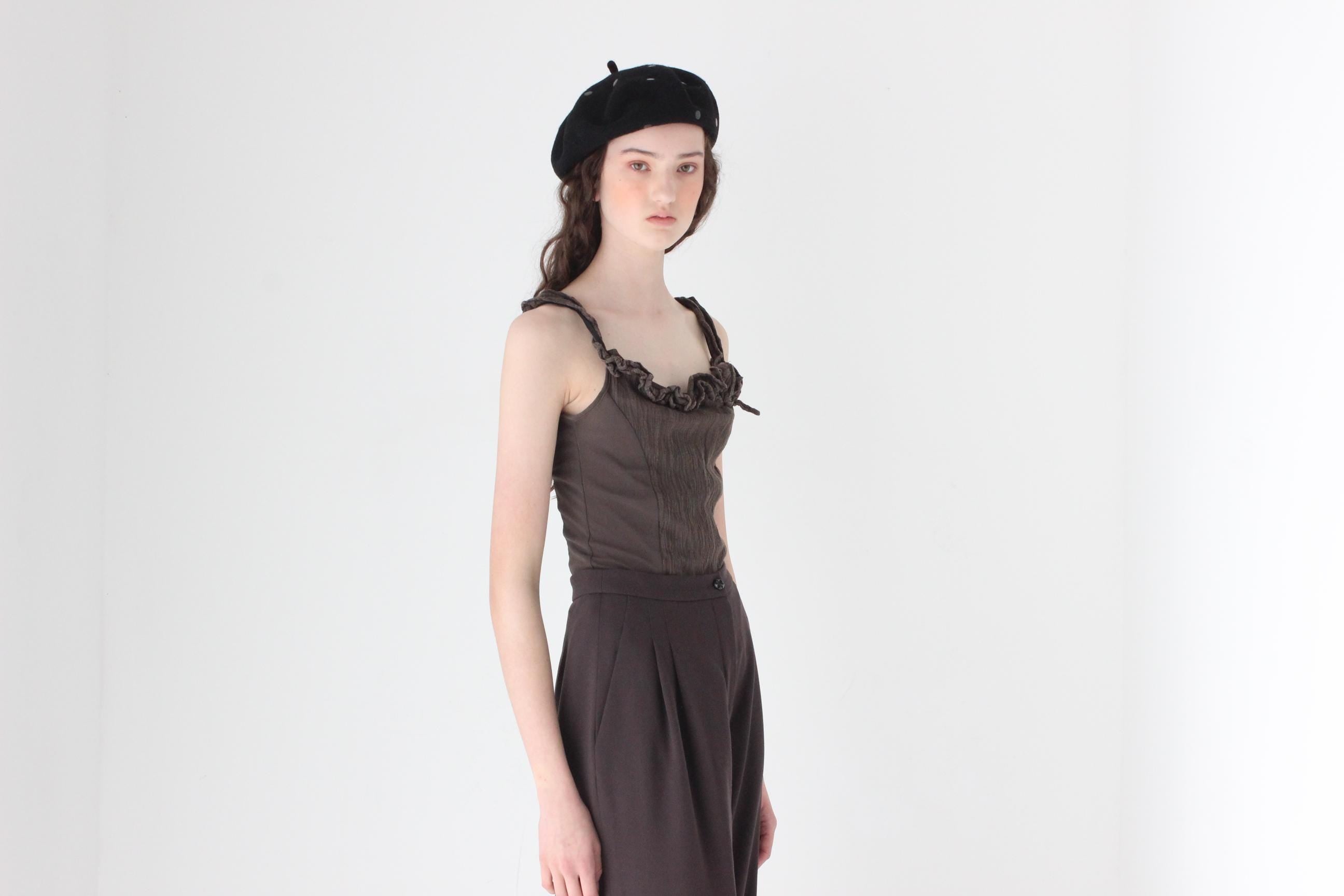 FRENCH COLLECTION Y2K Mesh Tank w/ Rosette