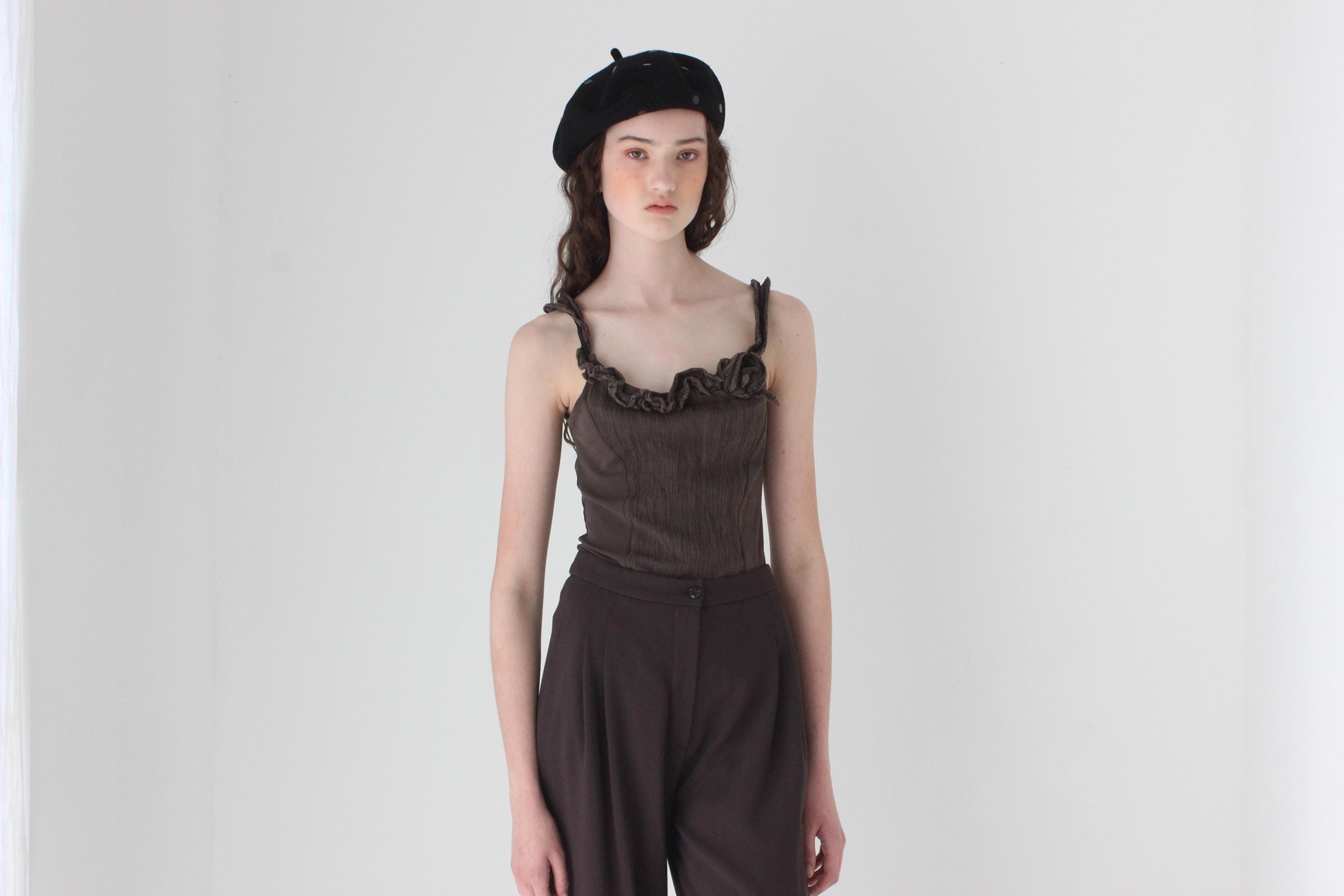FRENCH COLLECTION Y2K Mesh Tank w/ Rosette