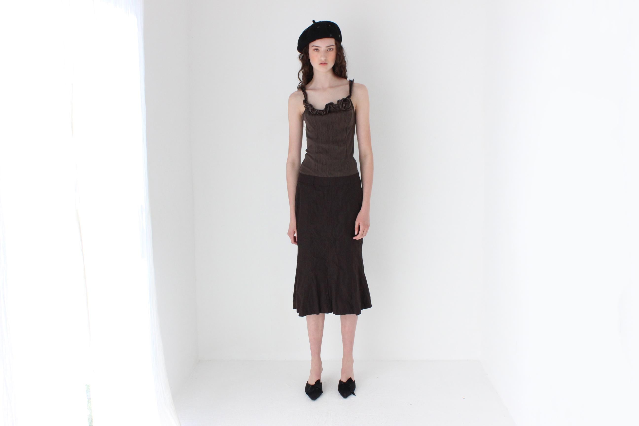 FRENCH COLLECTION Y2K Chocolate Metallic Skirt