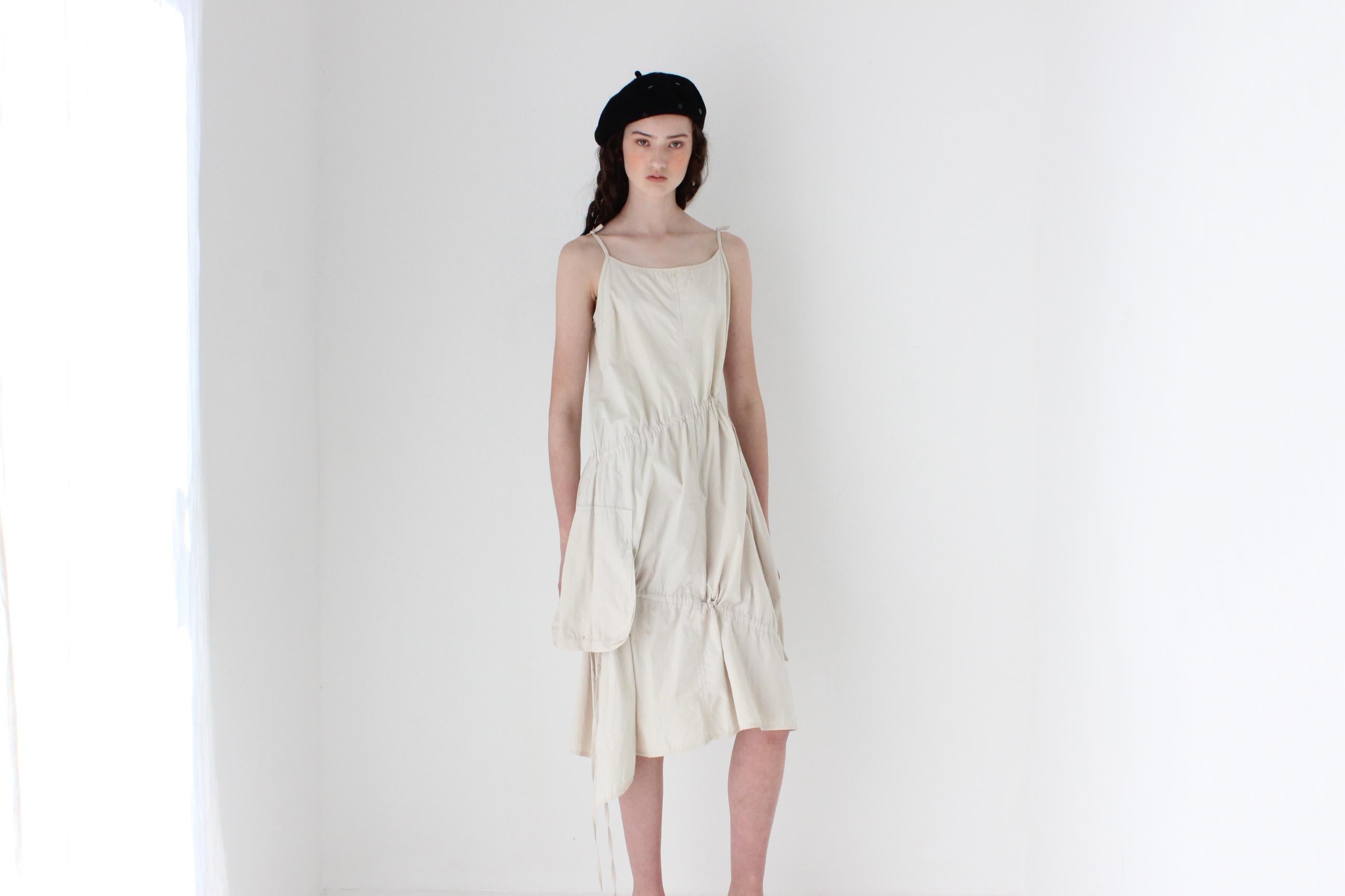 FRENCH COLLECTION Y2K Utilitarian Cotton Cargo Pocket & Drawstring Dress
