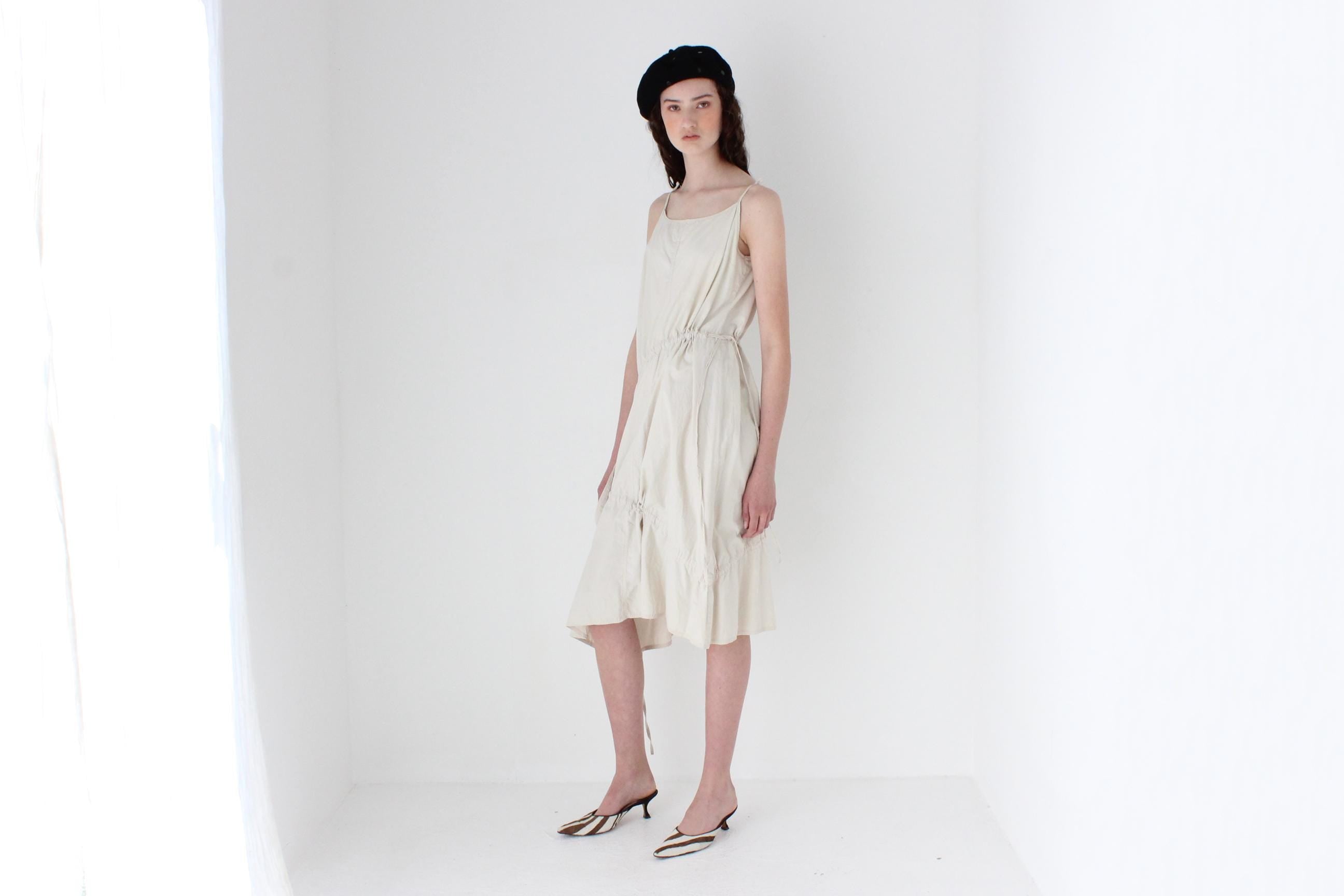 FRENCH COLLECTION Y2K Utilitarian Cotton Cargo Pocket & Drawstring Dress