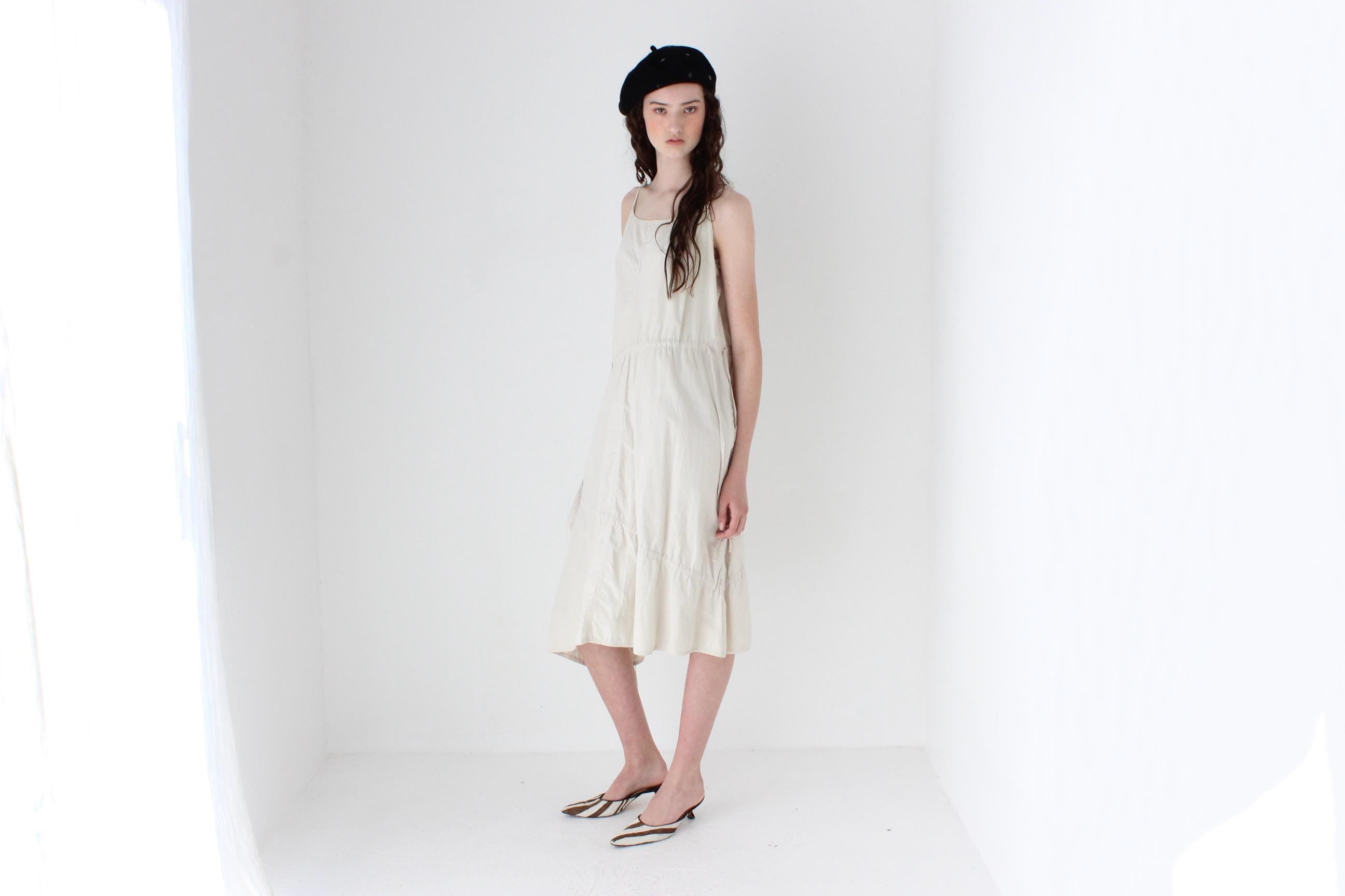 FRENCH COLLECTION Y2K Utilitarian Cotton Cargo Pocket & Drawstring Dress