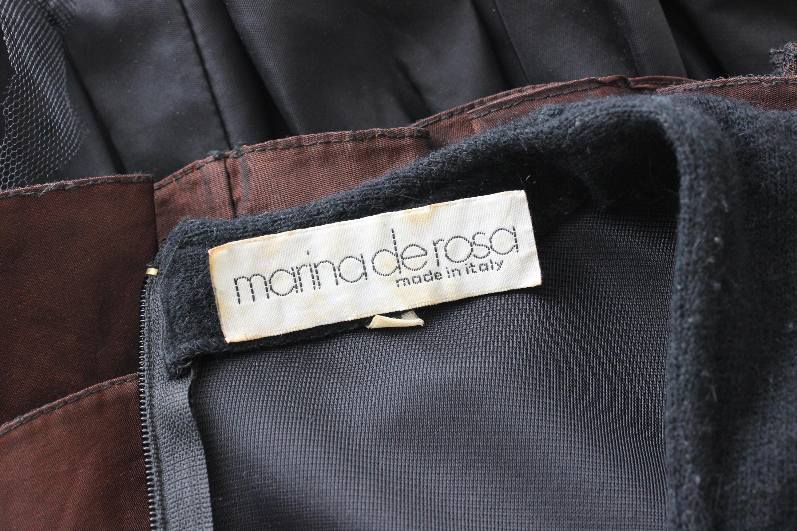 FRENCH COLLECTION 80s Italian Vintage Taffeta Ruffle Dress