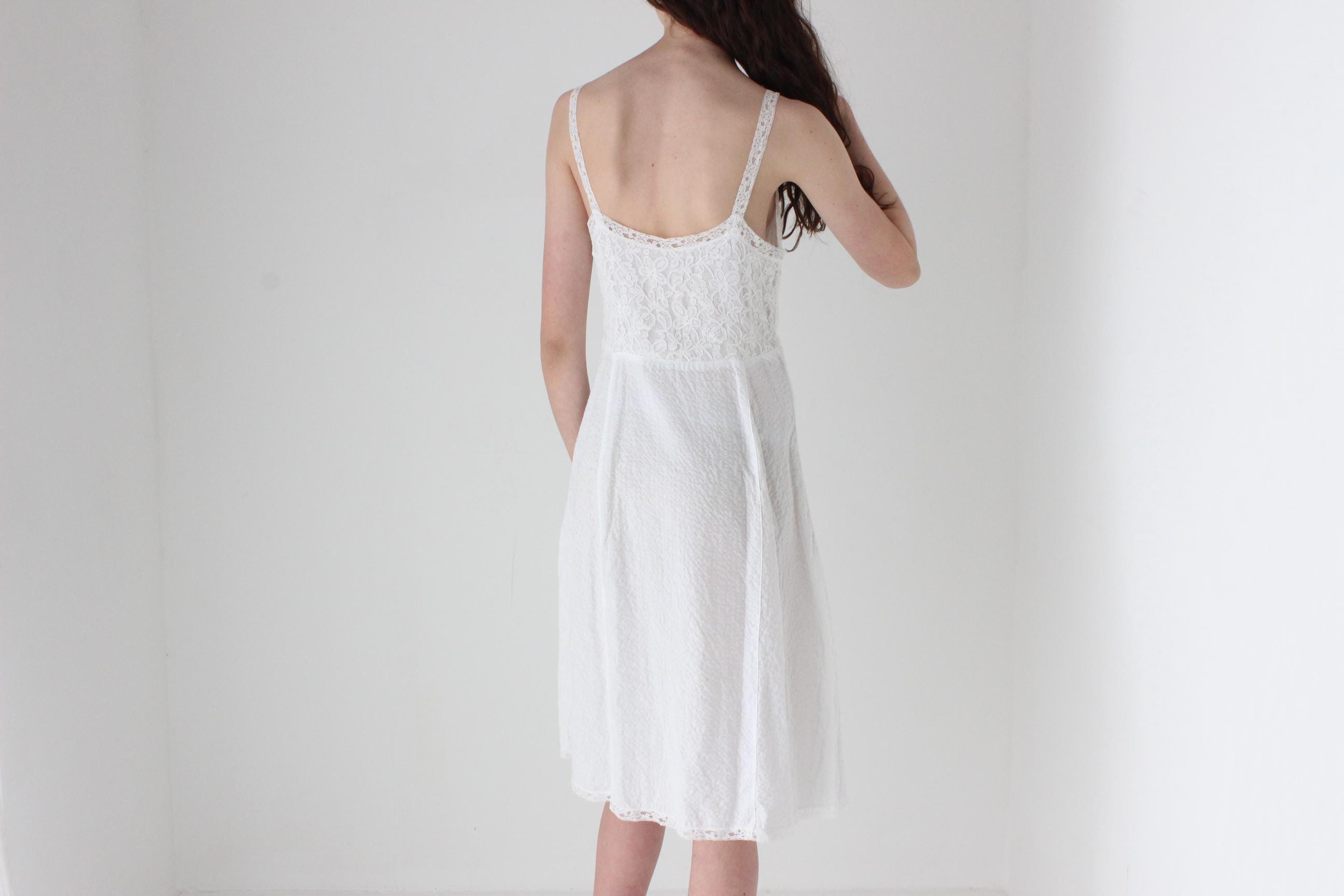 FRENCH COLLECTION 70s Cotton Gauze & Lace Parisian Summer Dress