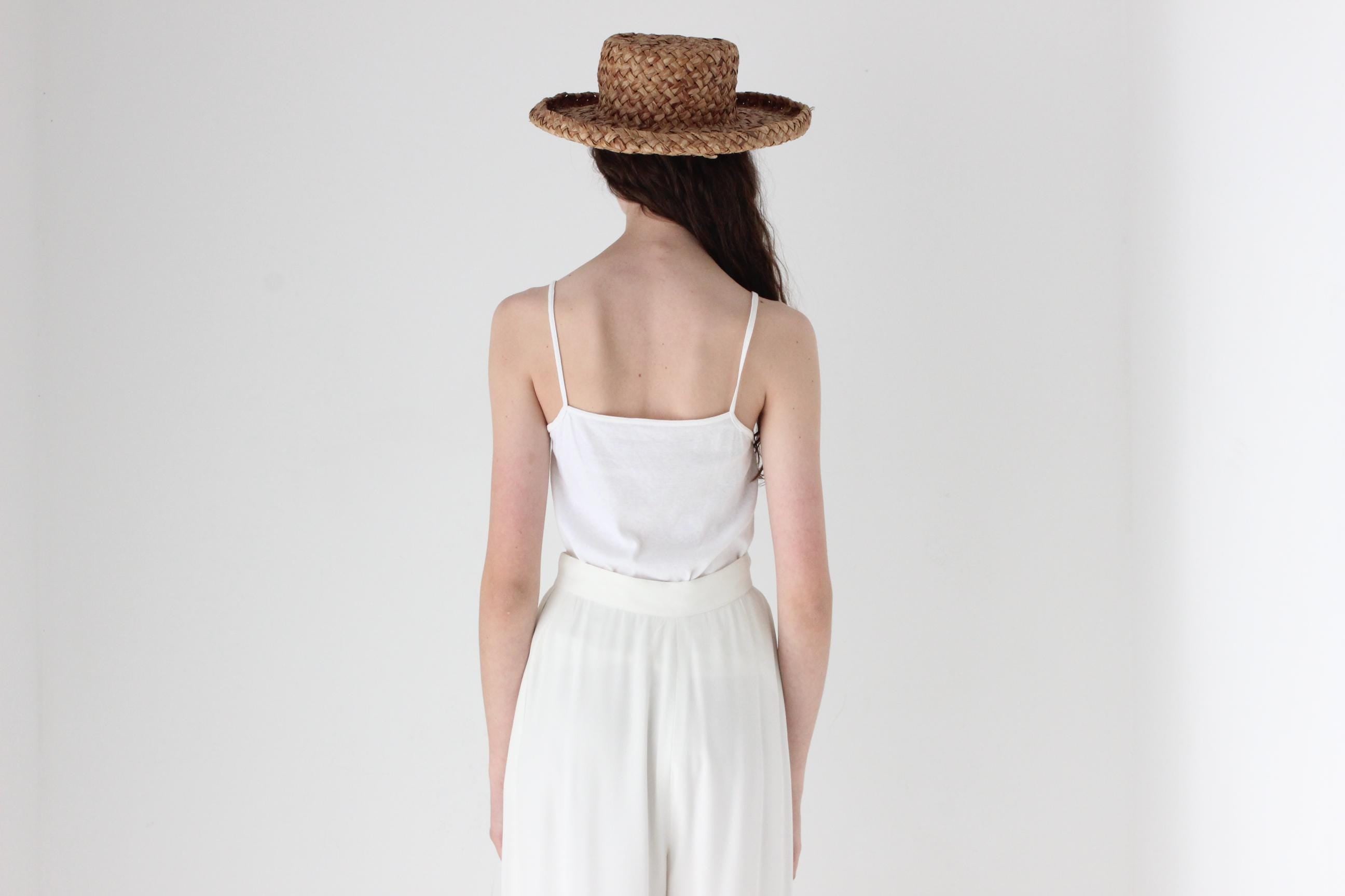 FRENCH COLLECTION 70s White Ribbed Cotton Tank w/ Lace Trim