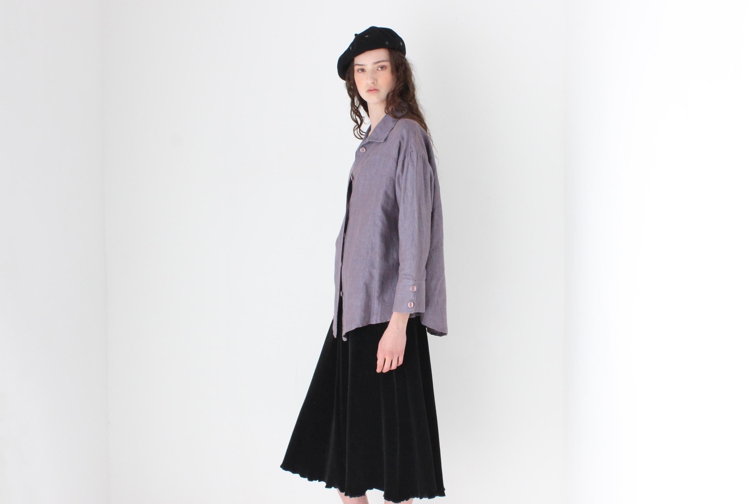 FRENCH COLLECTION 90s Lavender Linen Smock Shirt