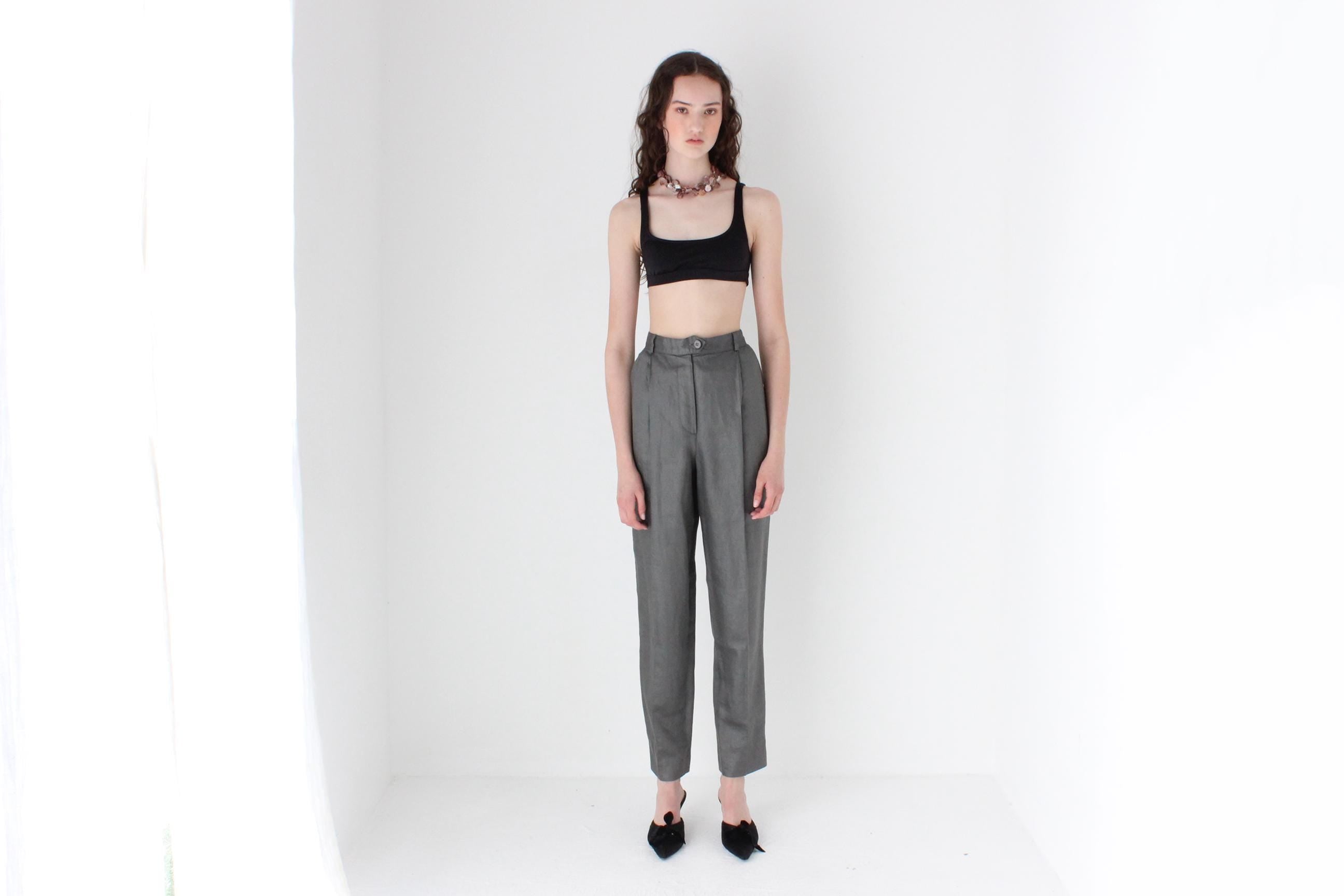 FRENCH COLLECTION 80s Gianfranco Ferre Grey Linen Trousers