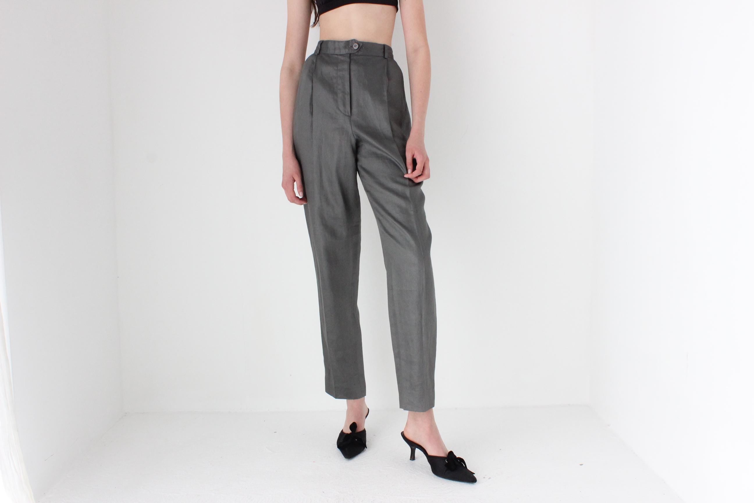 FRENCH COLLECTION 80s Gianfranco Ferre Grey Linen Trousers