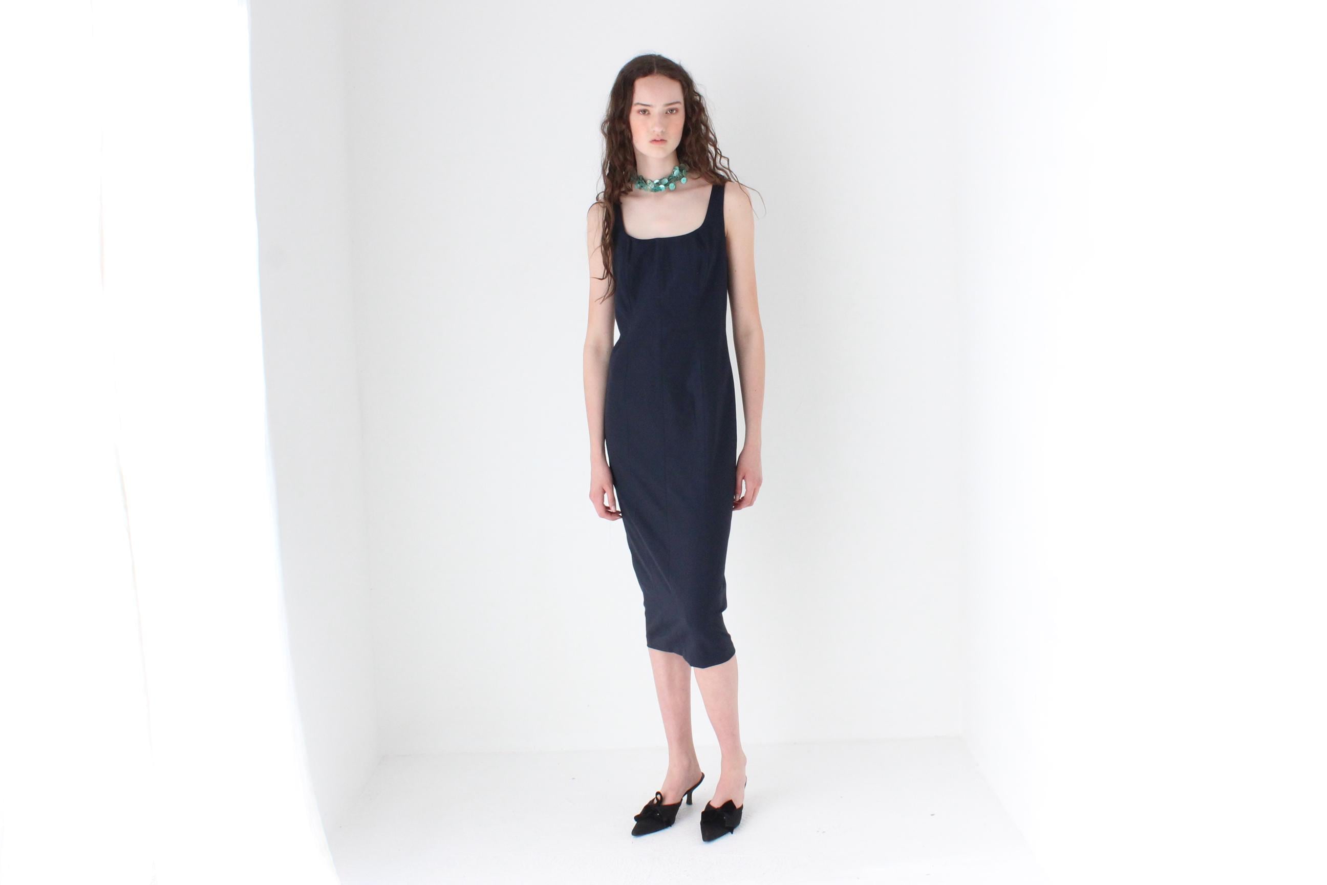 FRENCH COLLECTION 2000s Christian Lacroix Midnight Scuba Scoop Neck Dress