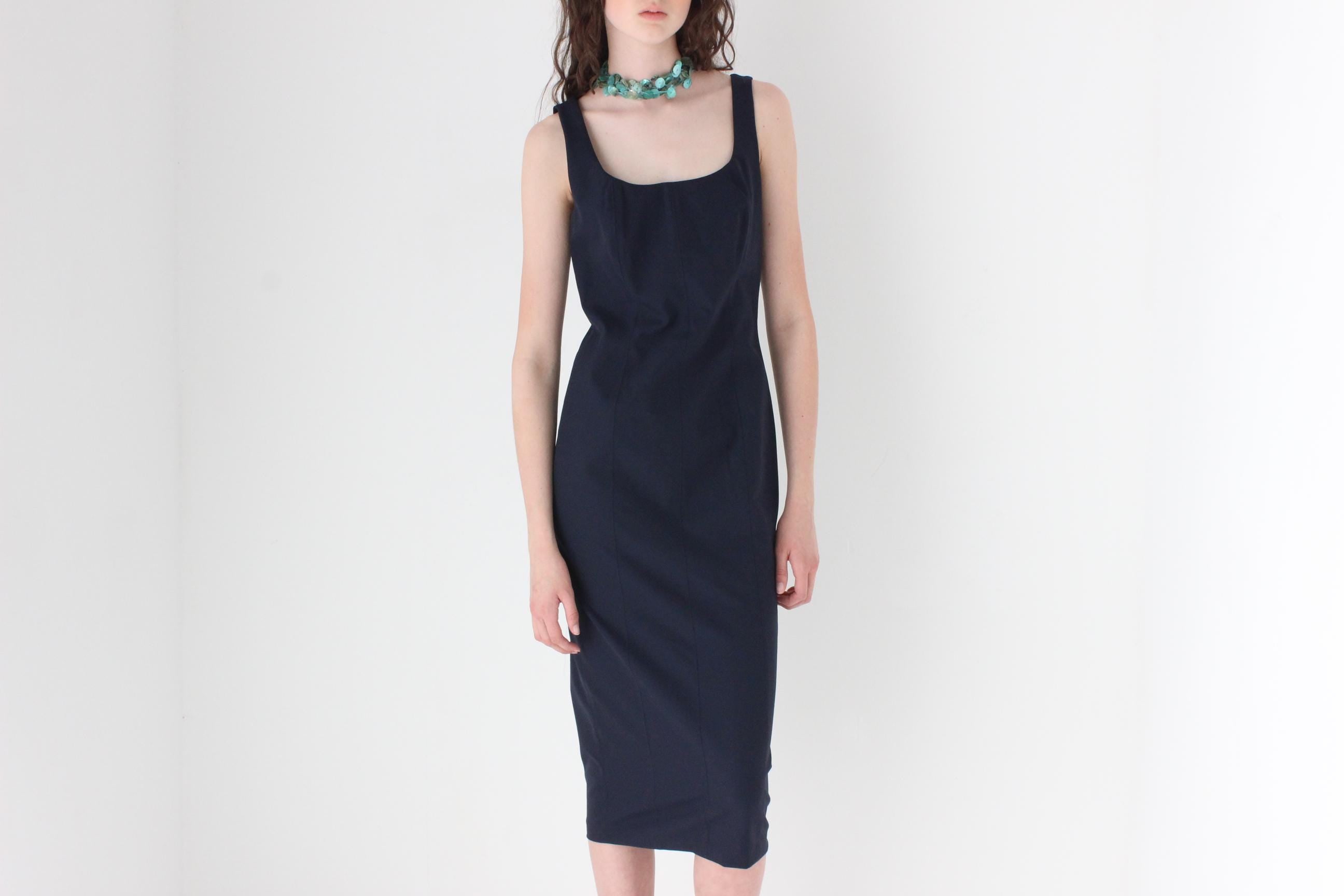 FRENCH COLLECTION 2000s Christian Lacroix Midnight Scuba Scoop Neck Dress