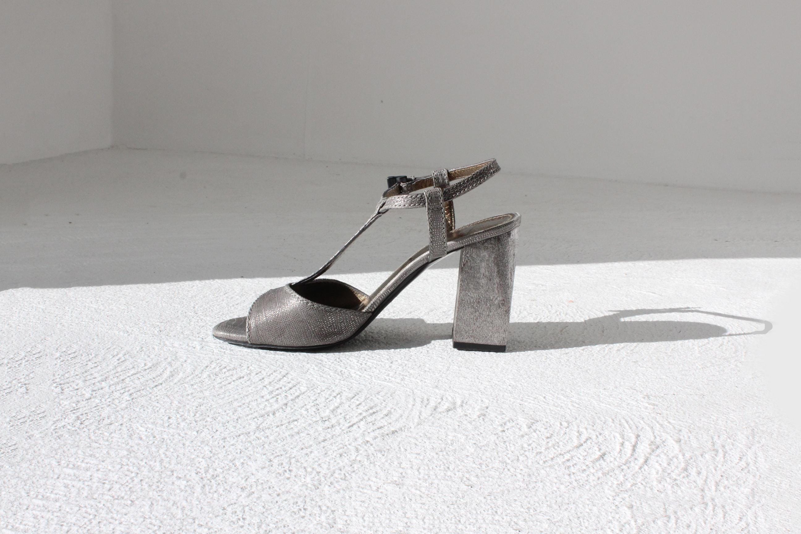 FRENCH COLLECTION 2000s Lanvin Metallic Disco Sandals ~ Euro 39