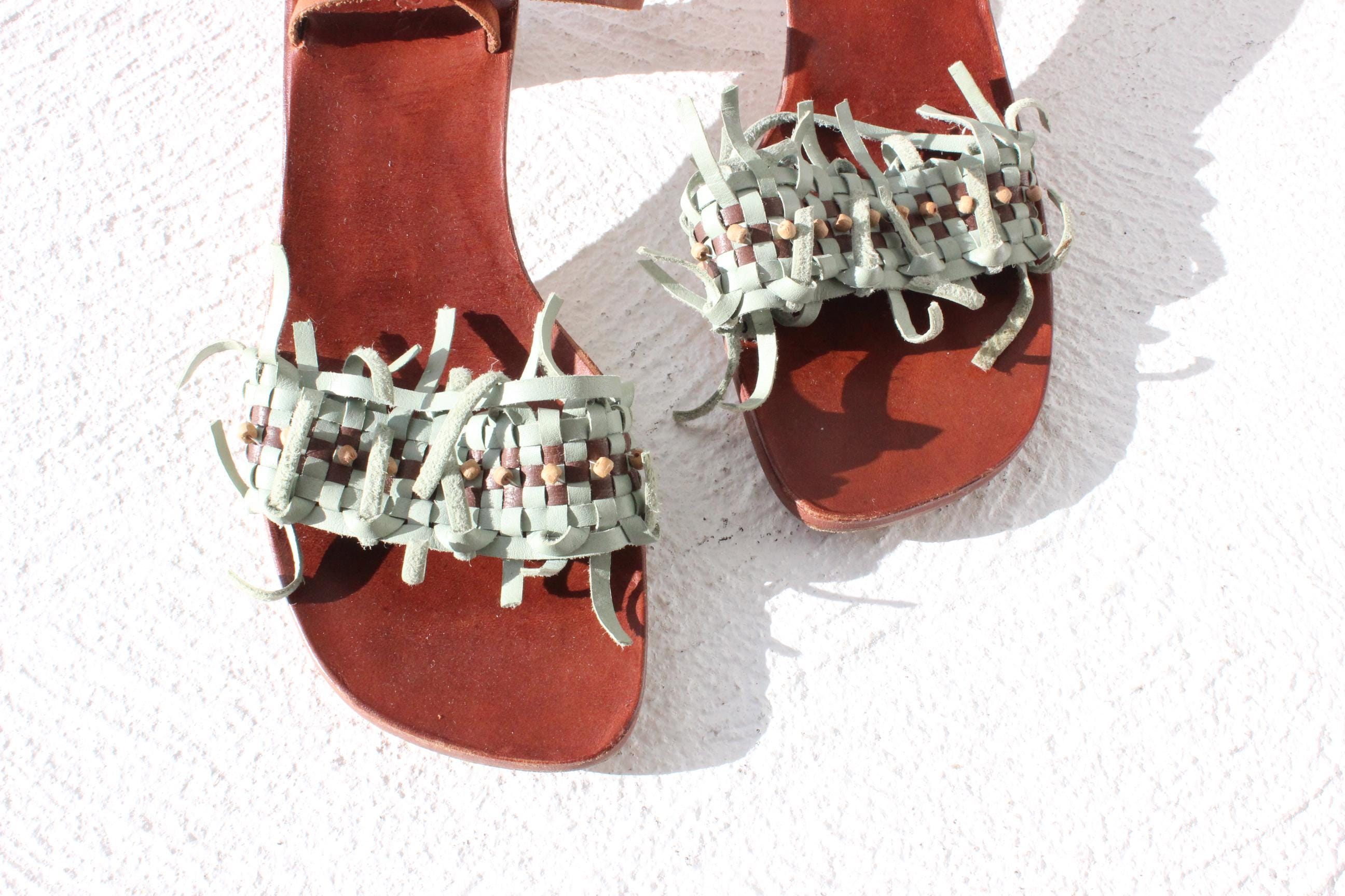 FRENCH COLLECTION Y2K Handmade Italian Leather Sandal Heels ~ Euro 39