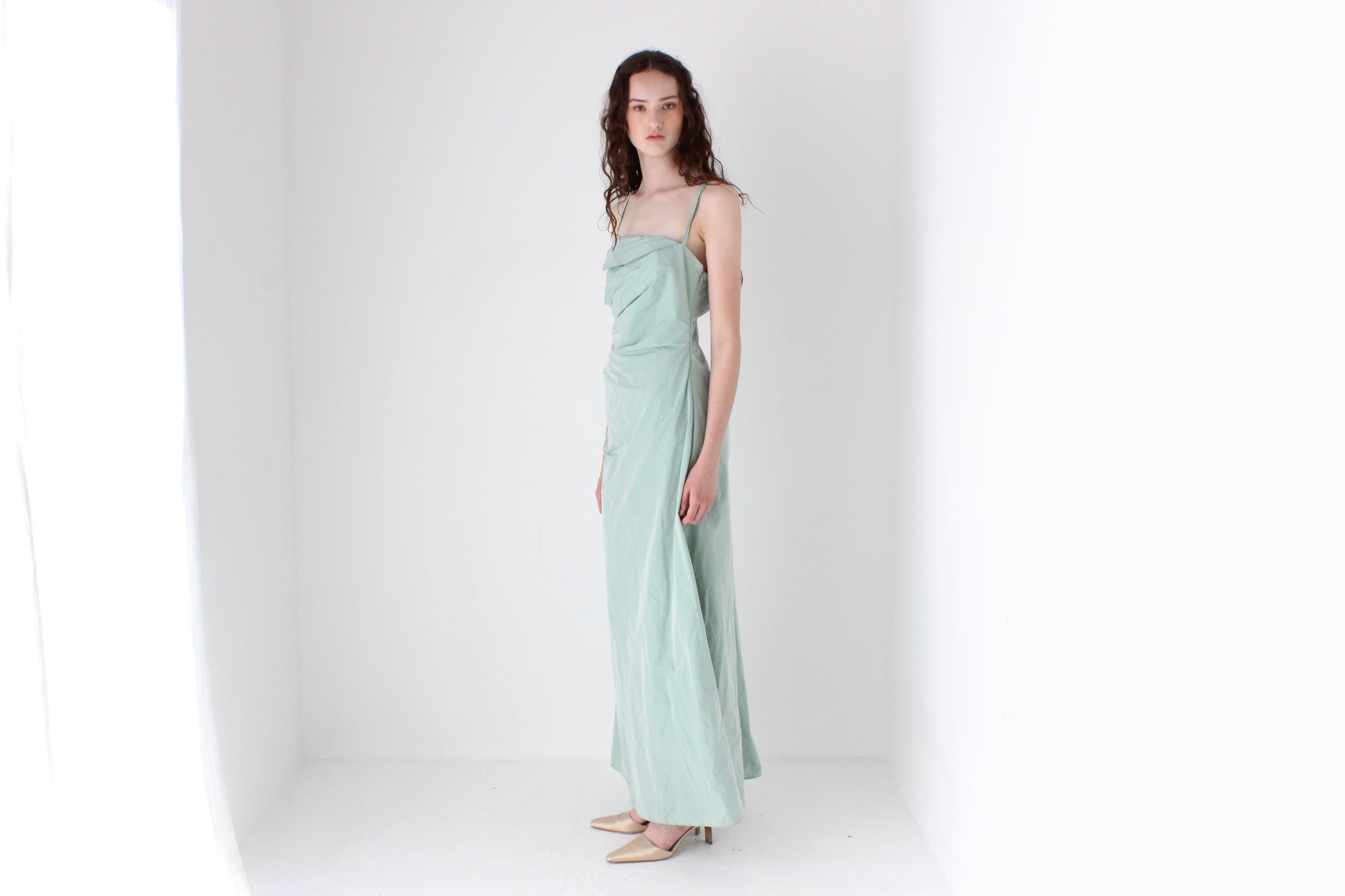 FRENCH COLLECTION Y2K Holographic Shimmer Nylon Parachute Futuristic Formal Gown by Vera Mont