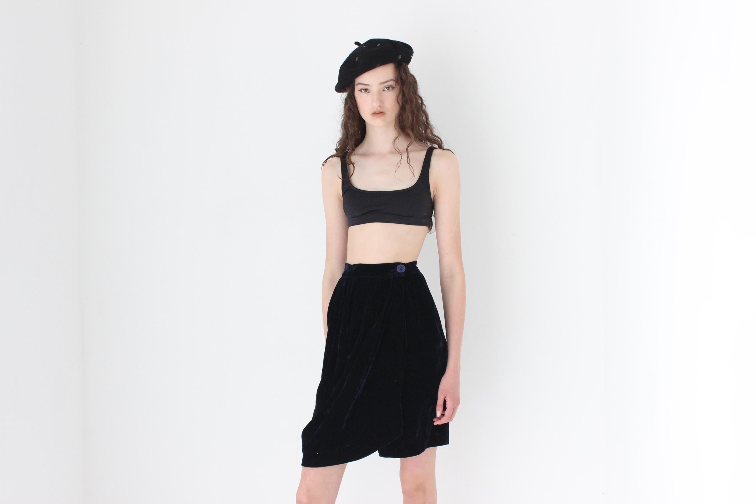 FRENCH COLLECTION 90s Romeo Gigli Draped Silk Velvet Skirt