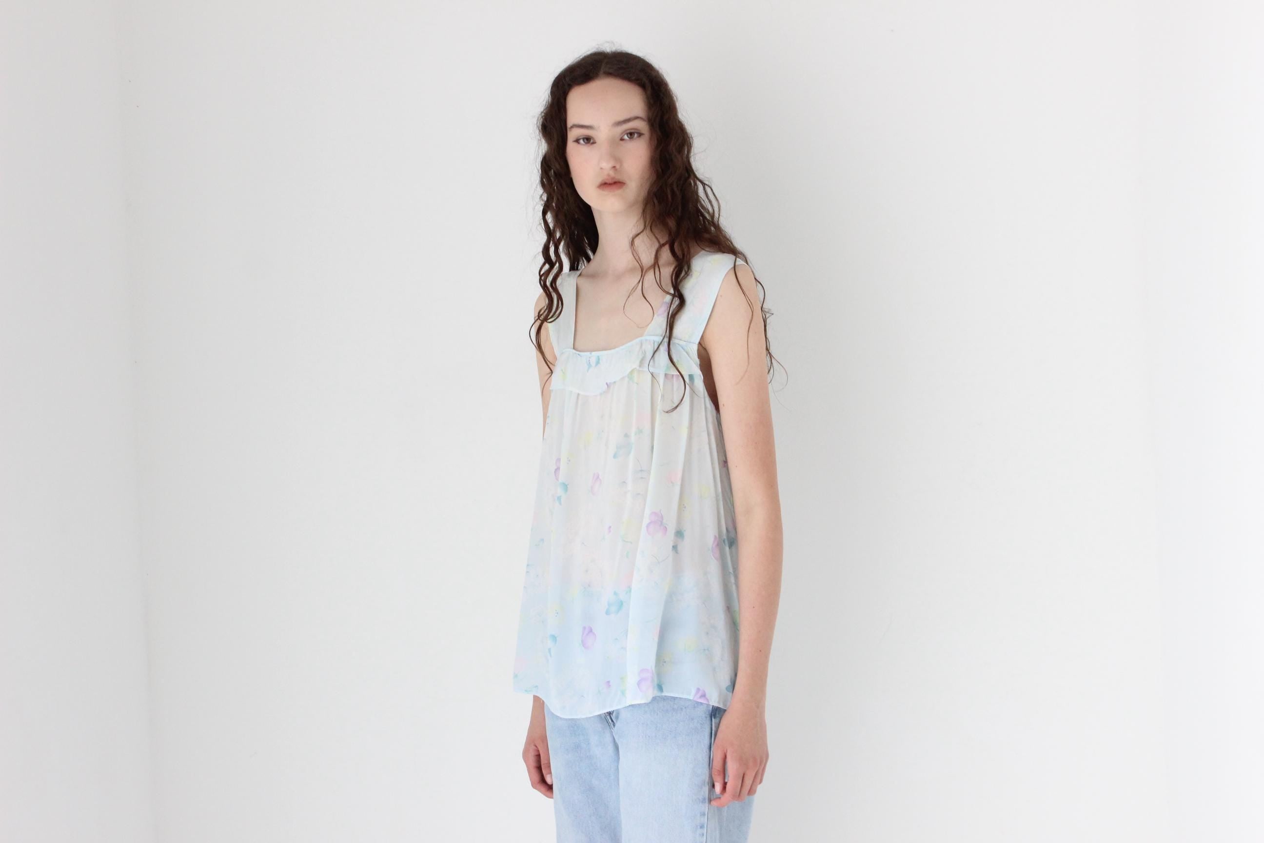 FRENCH COLLECTION 80s Sheer Pastel Trapeze Top