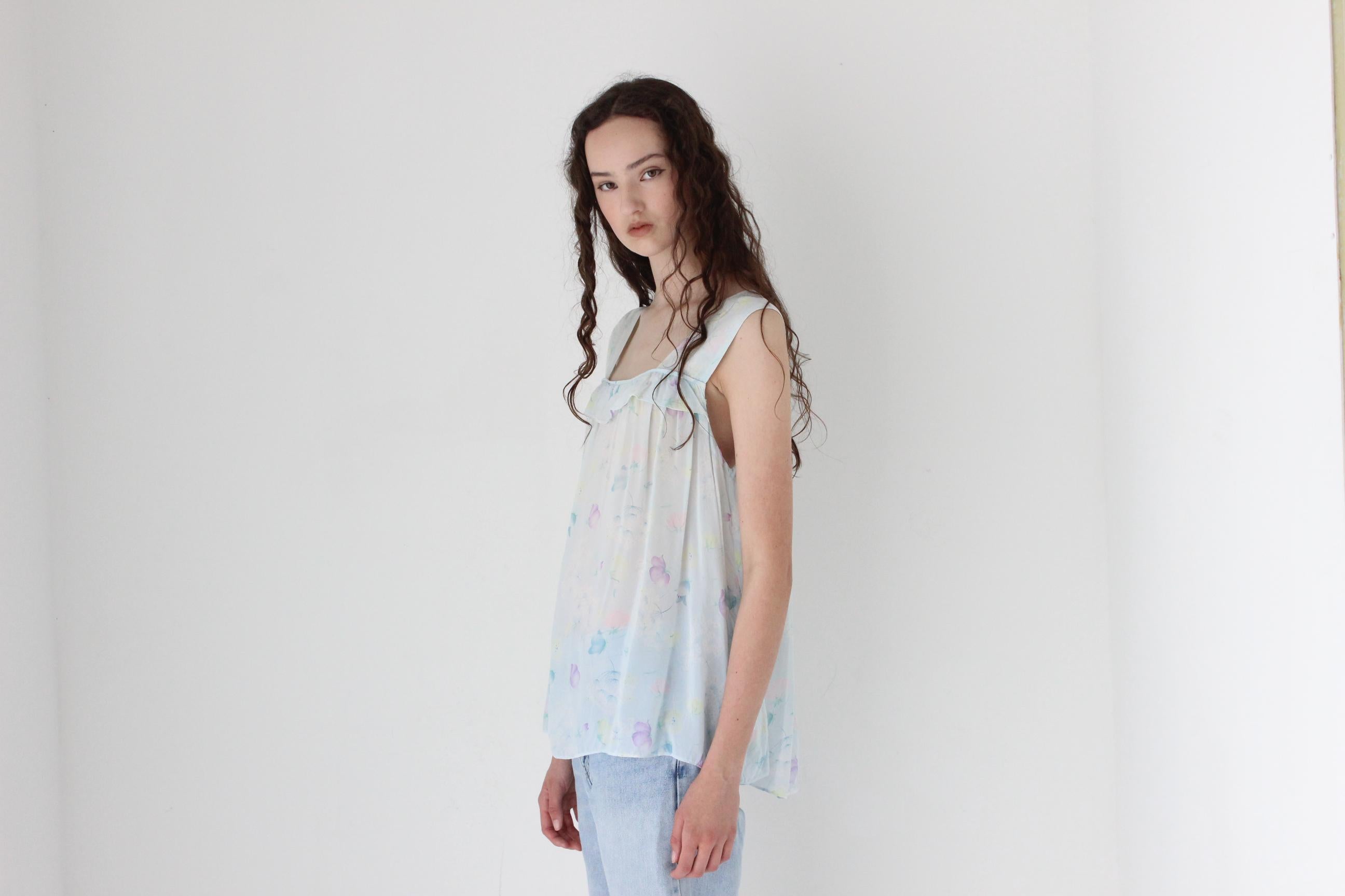 FRENCH COLLECTION 80s Sheer Pastel Trapeze Top