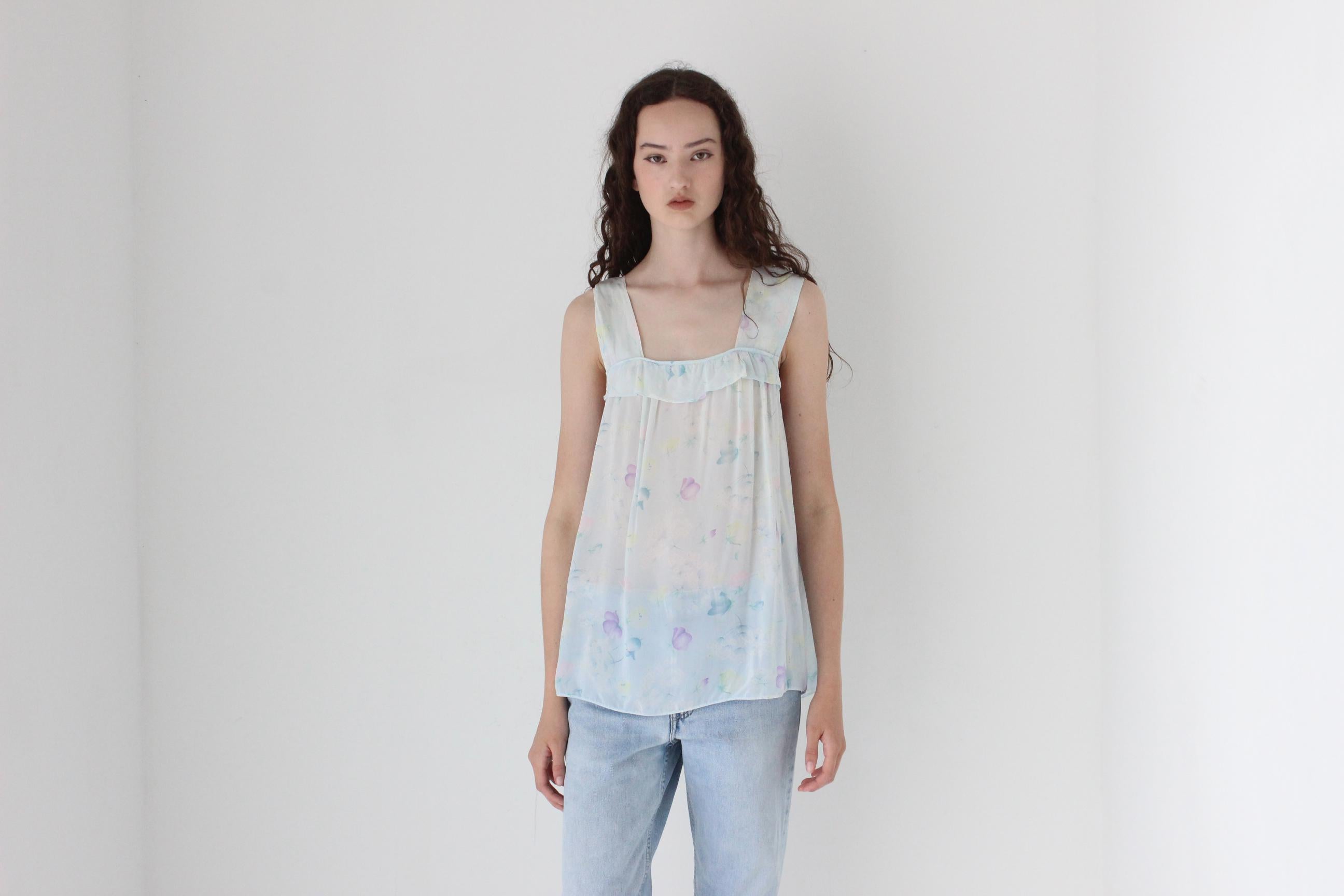 FRENCH COLLECTION 80s Sheer Pastel Trapeze Top