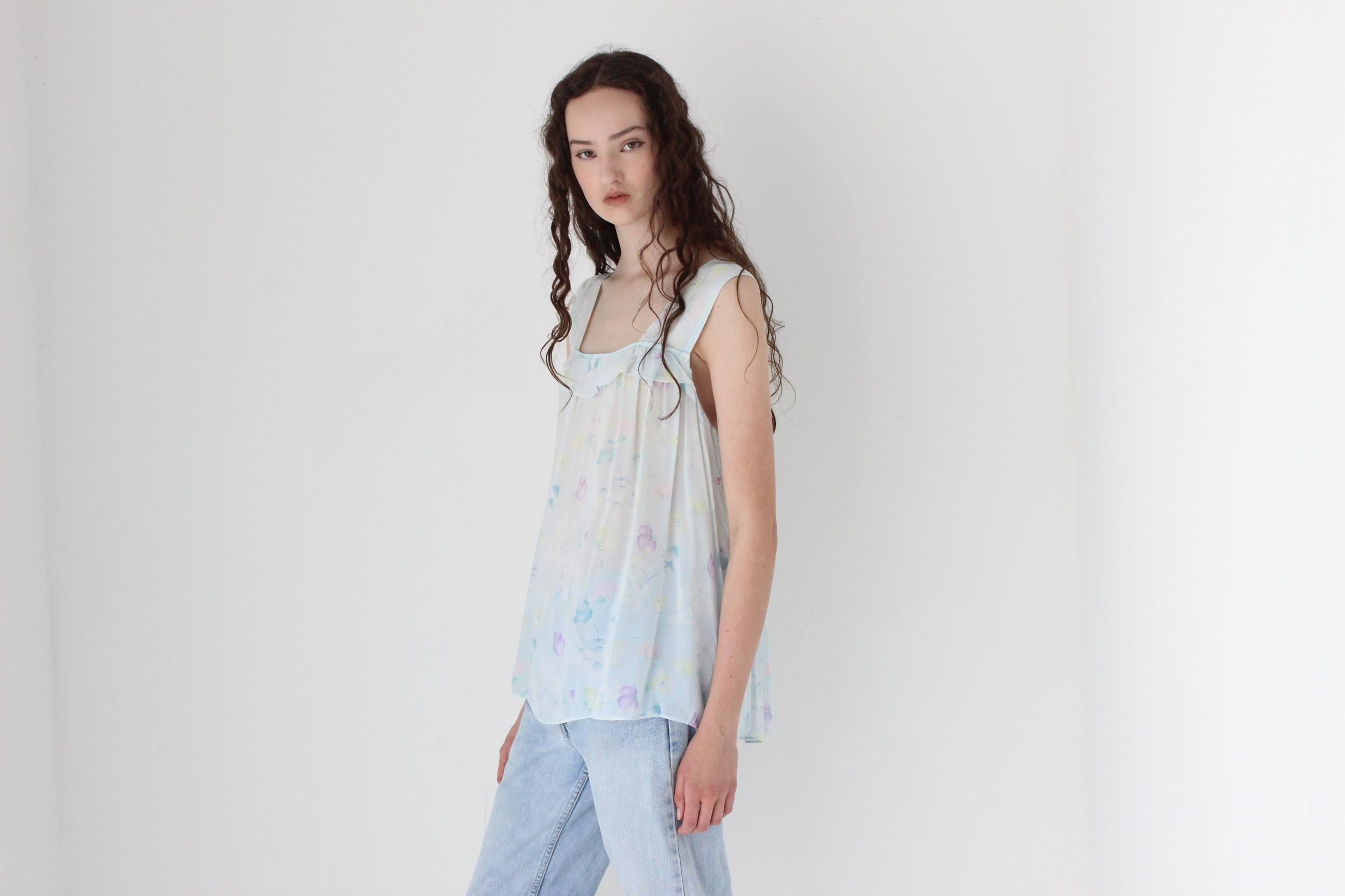FRENCH COLLECTION 80s Sheer Pastel Trapeze Top