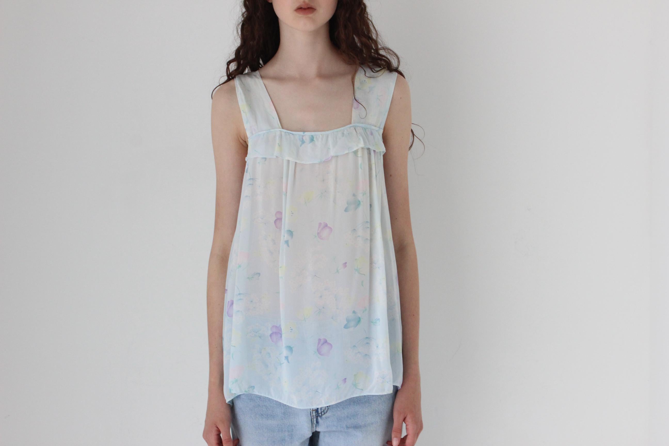 FRENCH COLLECTION 80s Sheer Pastel Trapeze Top