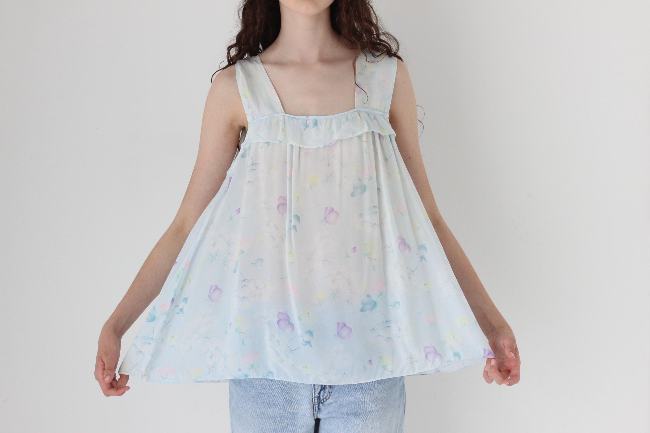 FRENCH COLLECTION 80s Sheer Pastel Trapeze Top