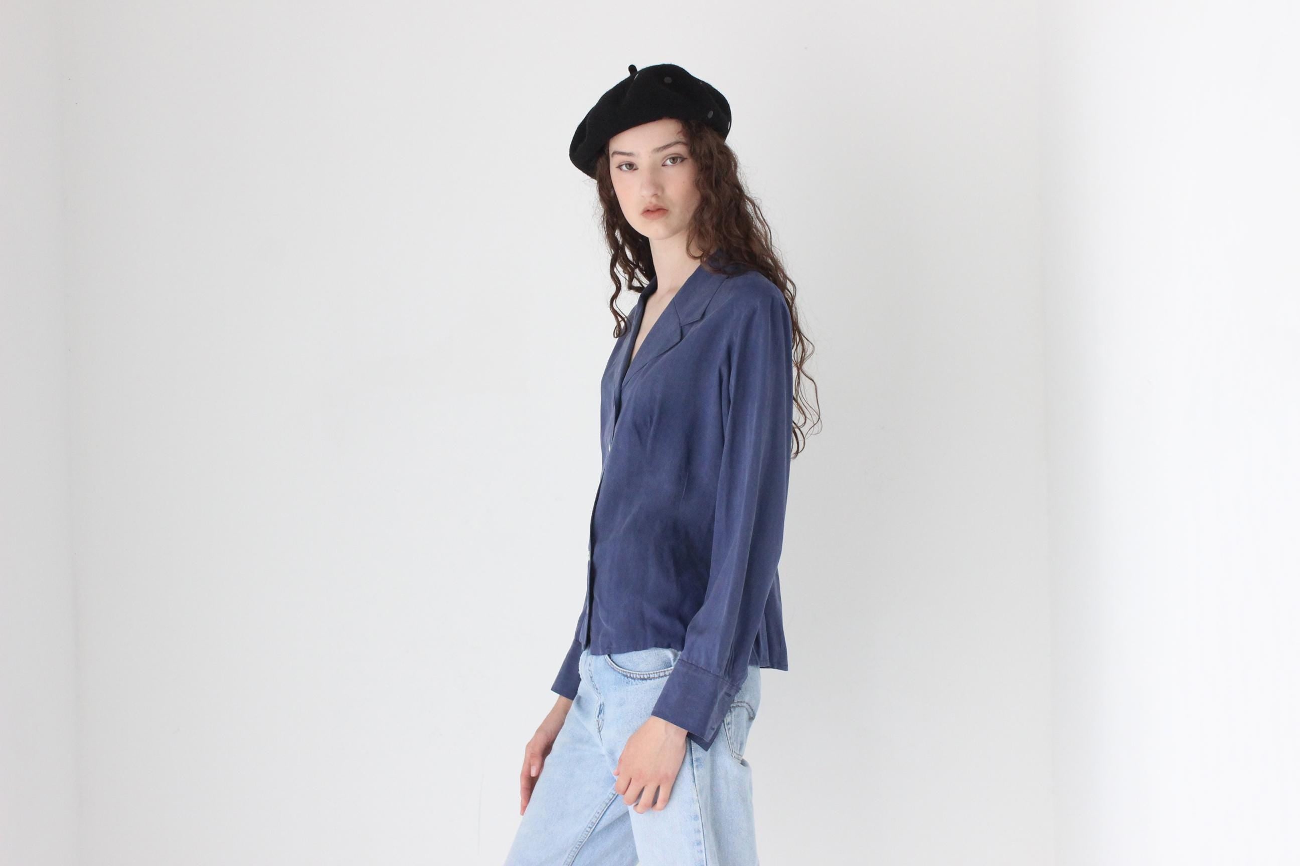 FRENCH COLLECTION Elevated 80s Pure Silk Blouse