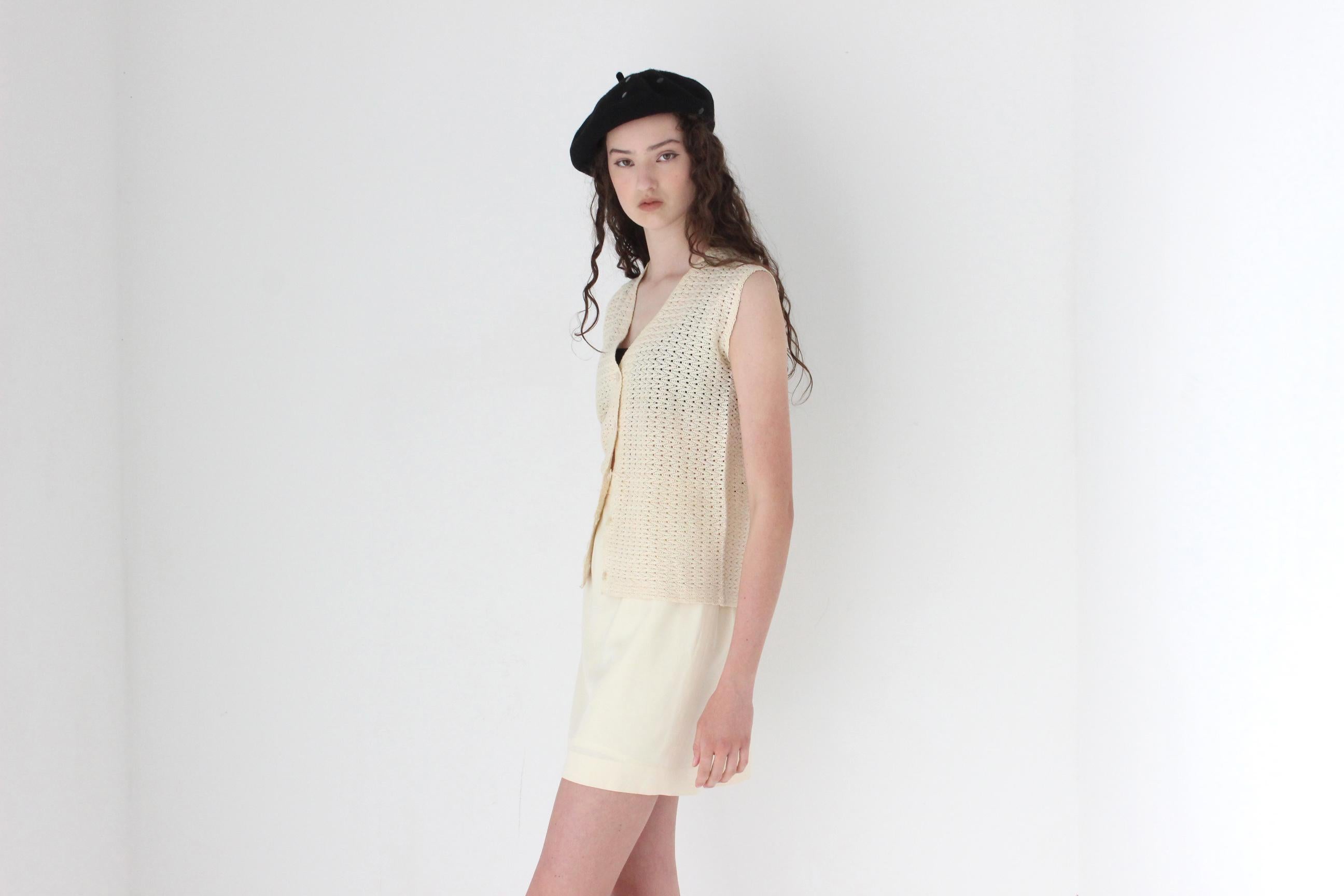 FRENCH COLLECTION 70s Cream Knit Vest