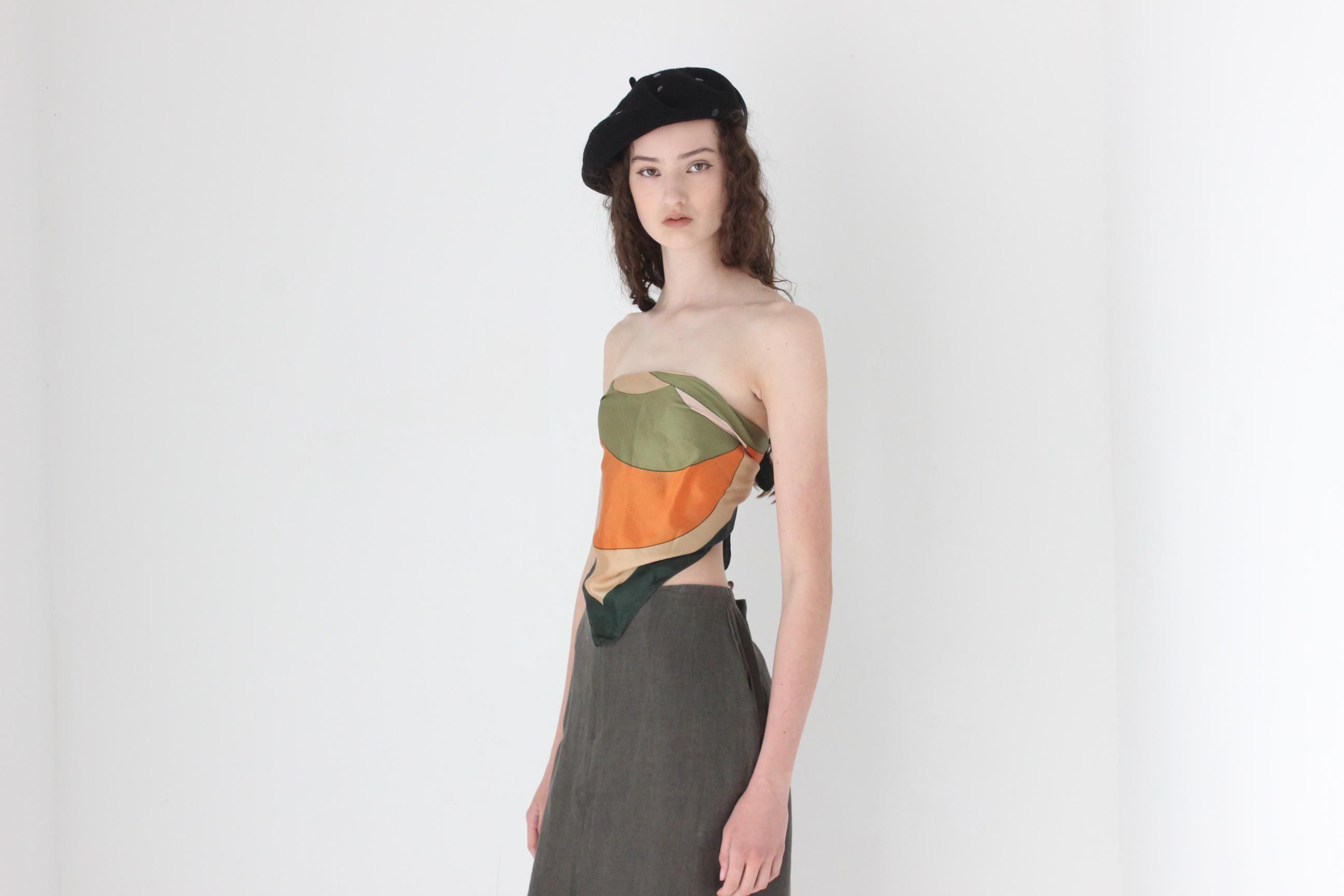 FRENCH COLLECTION 80s Modernist Silk Scarf