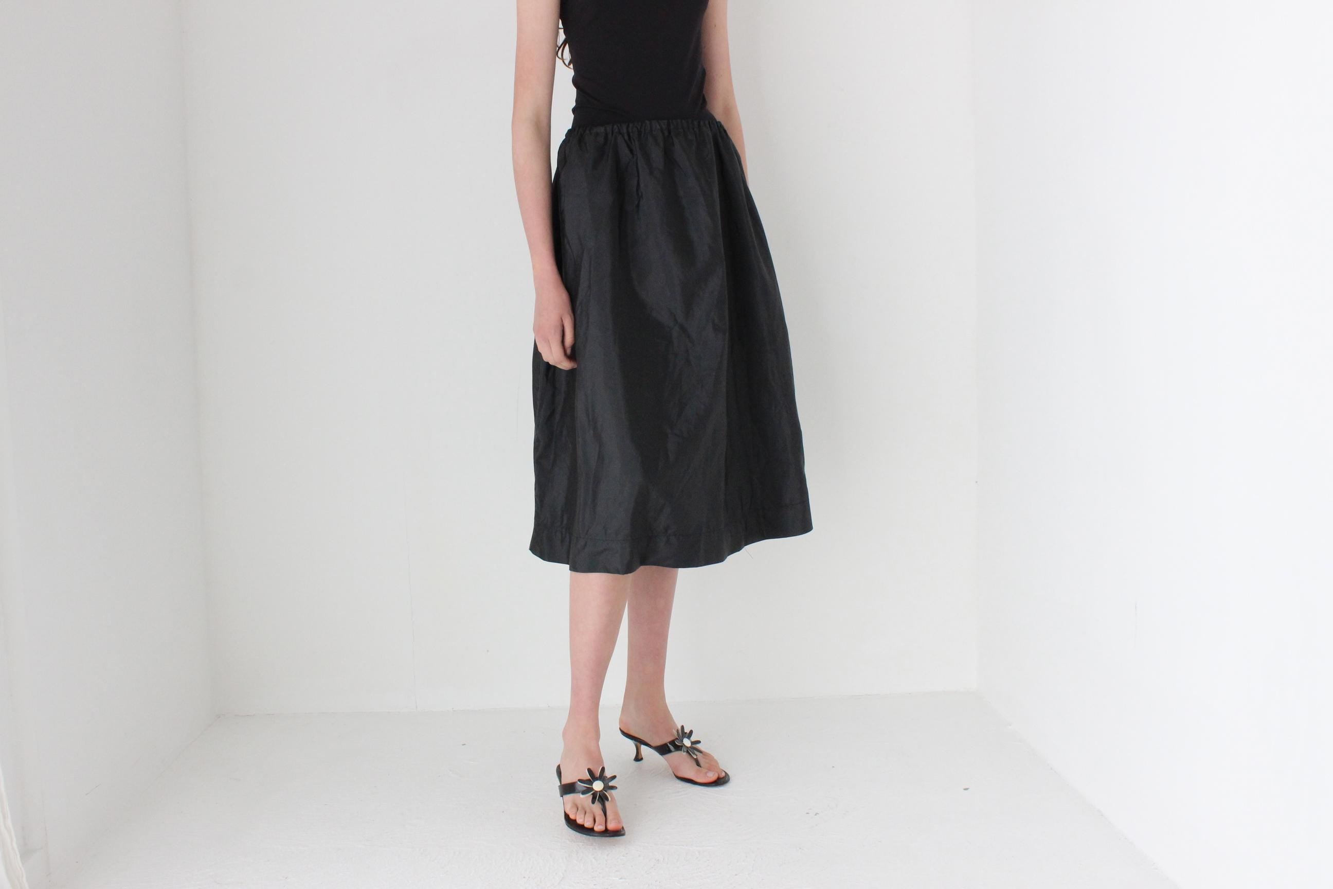 FRENCH COLLECTION 80s Taffeta Stretch Waist Midi Skirt