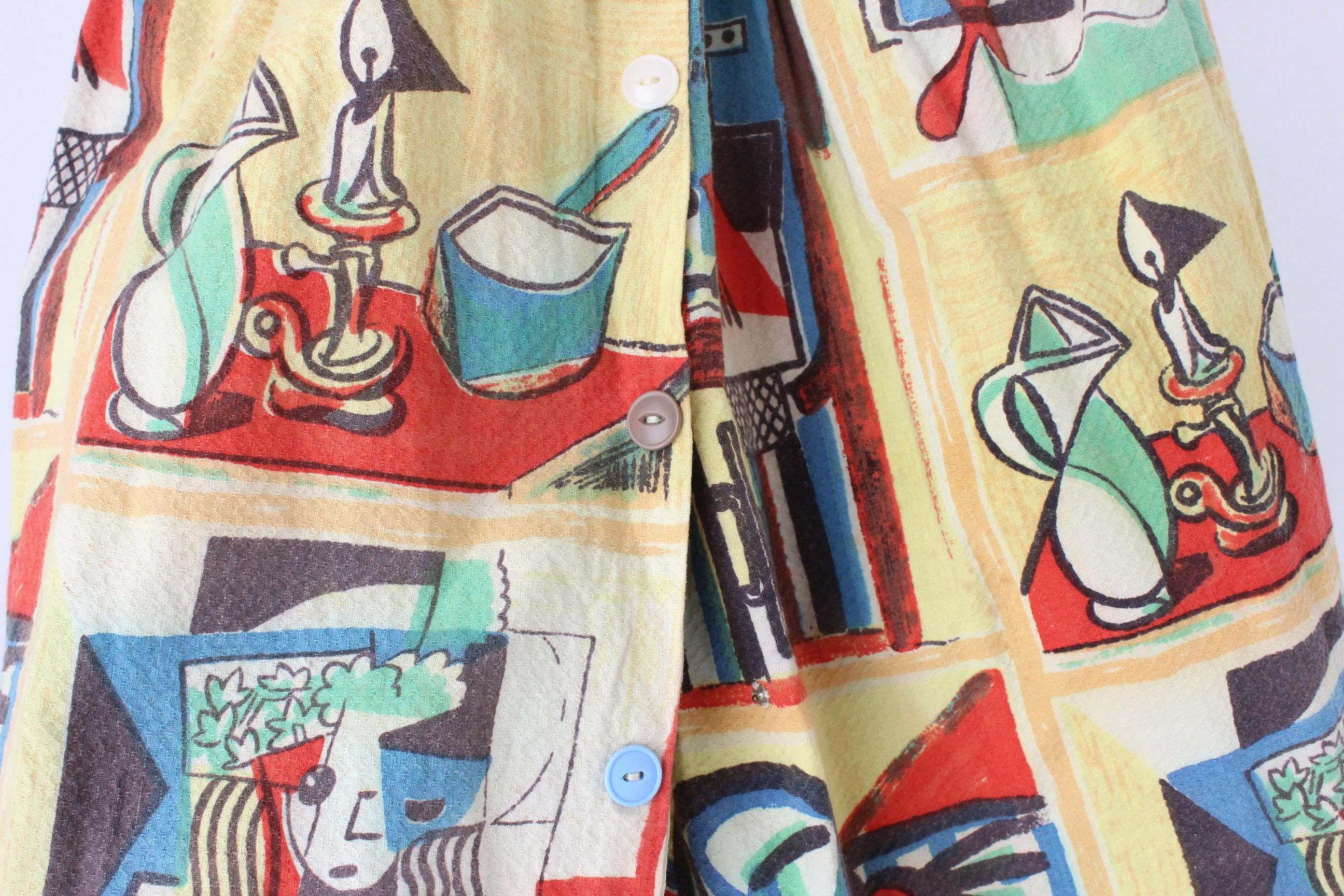 FRENCH COLLECTION 80s Handmade Picasso Skirt