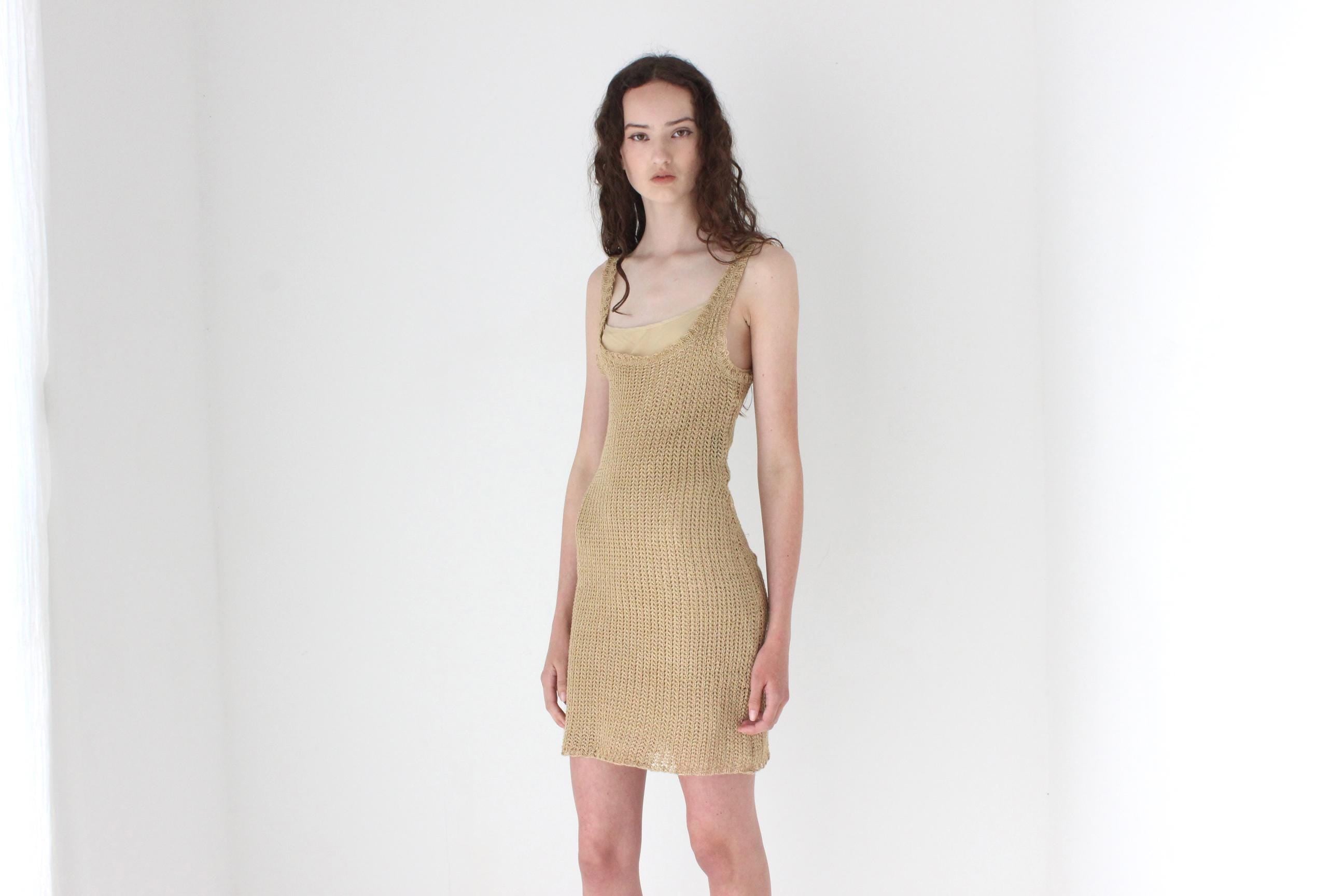 FRENCH COLLECTION Ralph Lauren Crochet Knit Scoop Neck Mini